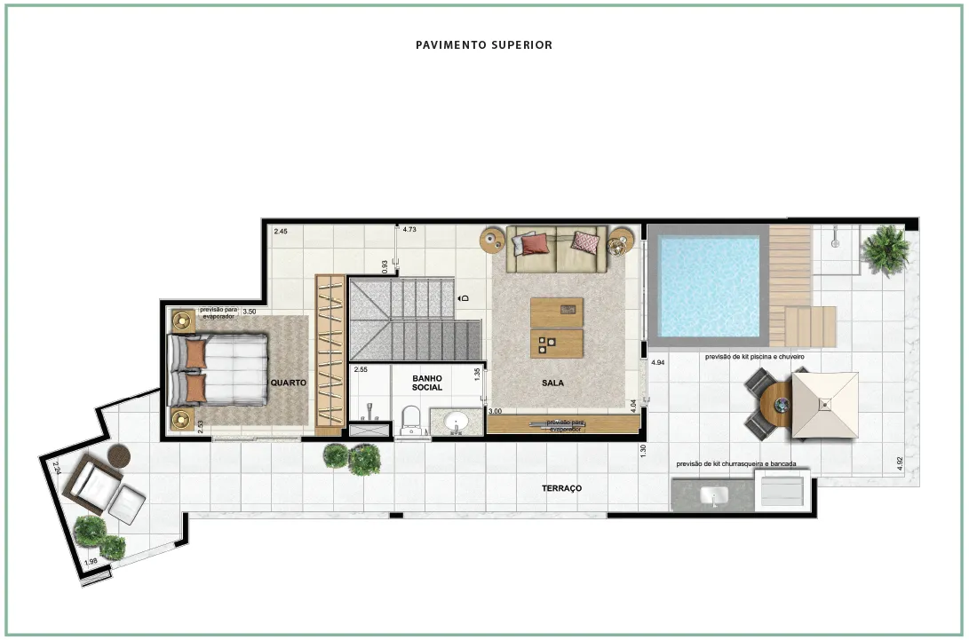Área Privativa 184,22m² - 03 quartos - ED. DESIGN (PAV. SUPERIOR)