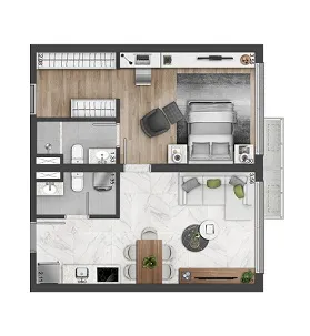 1 dormitório - MY PLAN - 58m²