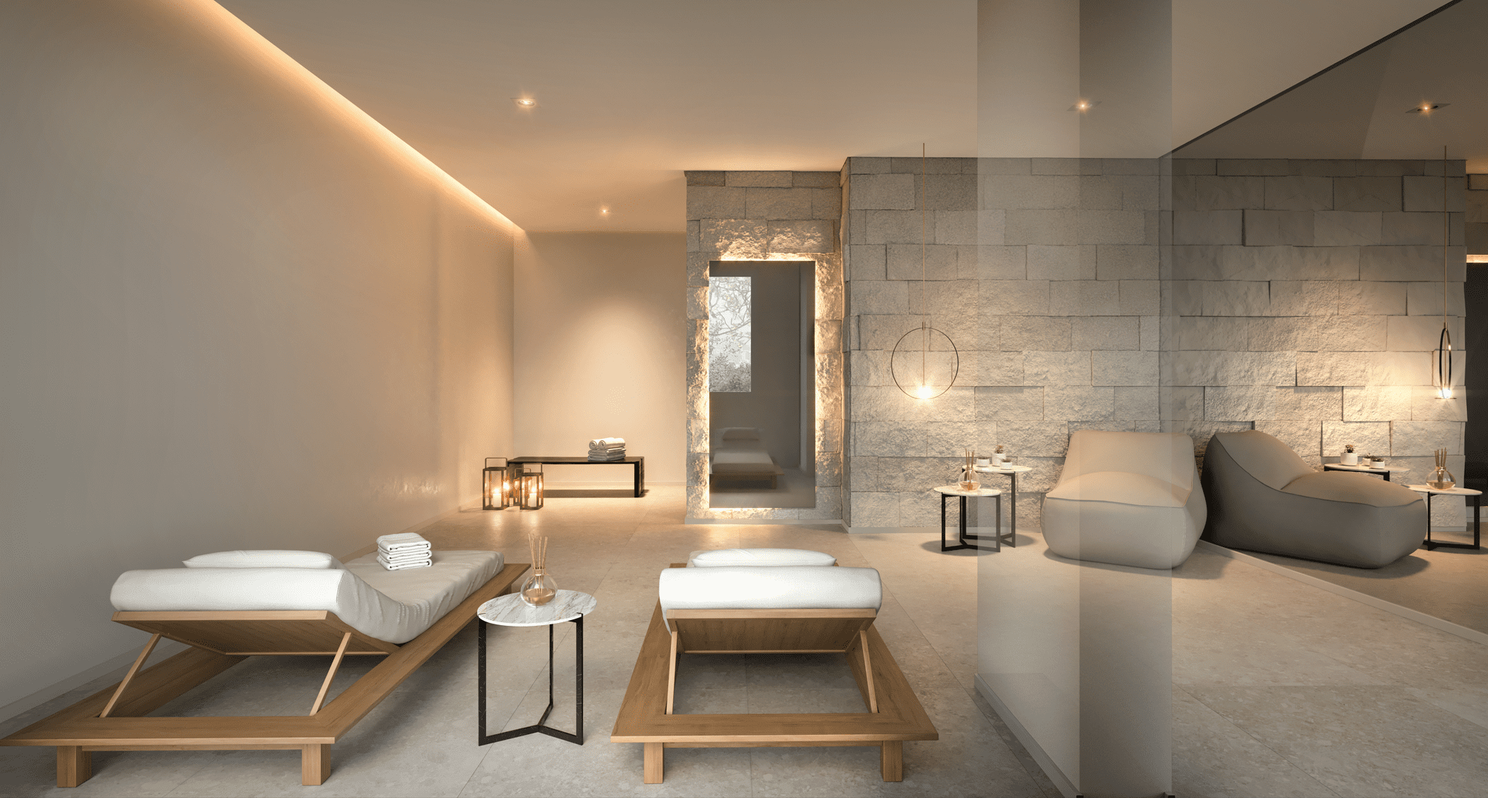 Isla by Cyrela -- Perspectiva Ilustrada da Sauna e Descanso