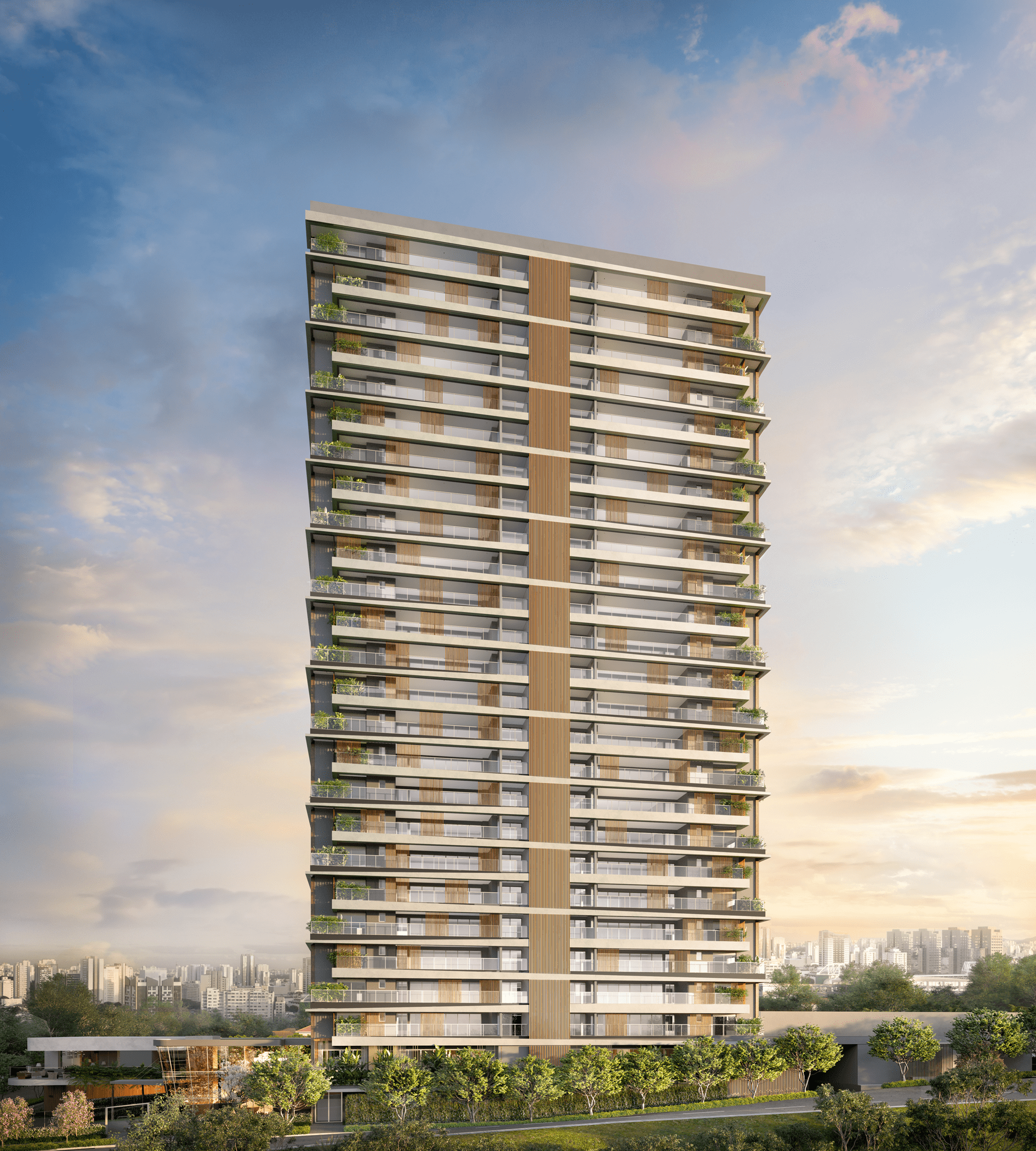 Casa Ibirapuera Residences -- Perspectiva Ilustrada da Fachada Torre 2