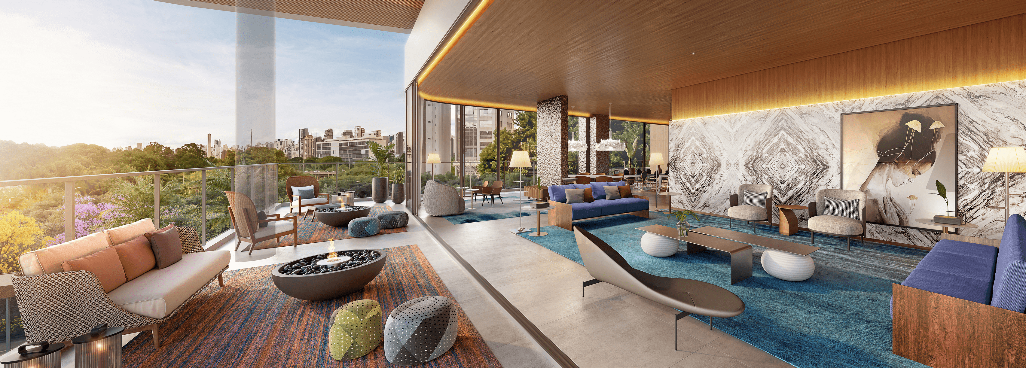 Casa Ibirapuera Residences -- Perspectiva Ilustrada do Lounge Festas