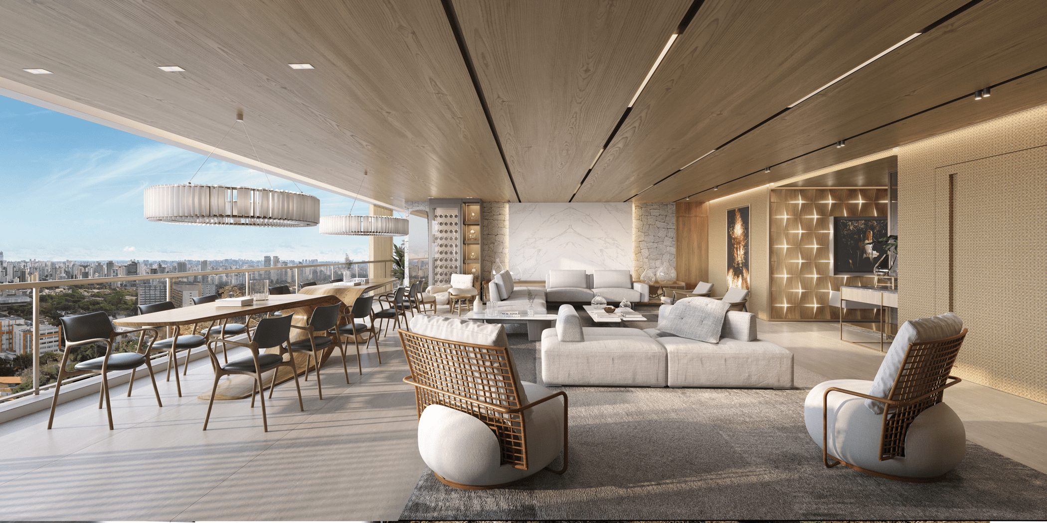 Casa Ibirapuera Residences -- Perspectiva Ilustrada do Living 254 m2