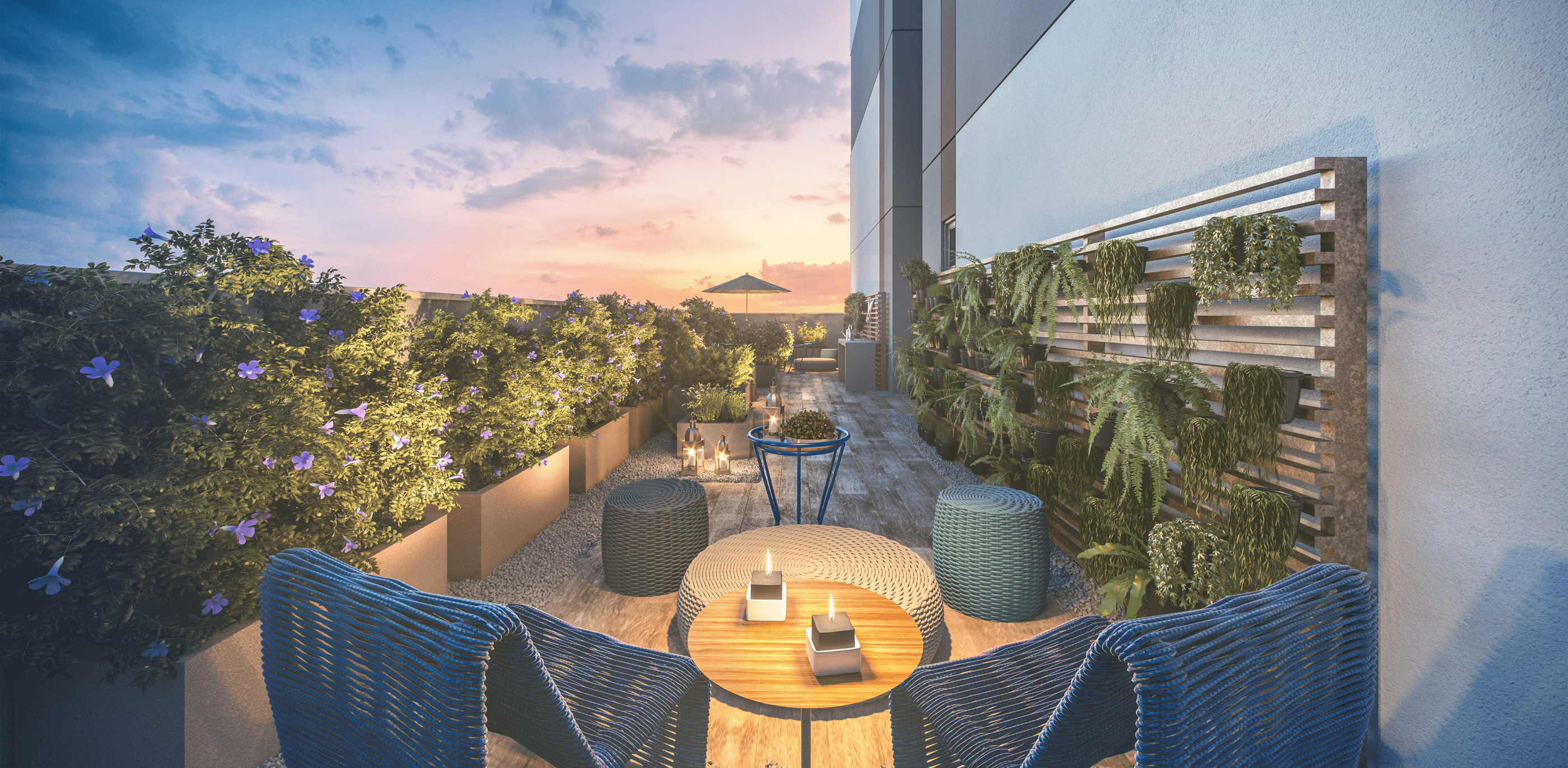 Cyrela For You -- Perspectiva Ilustrada do Terraço Externo com Horta