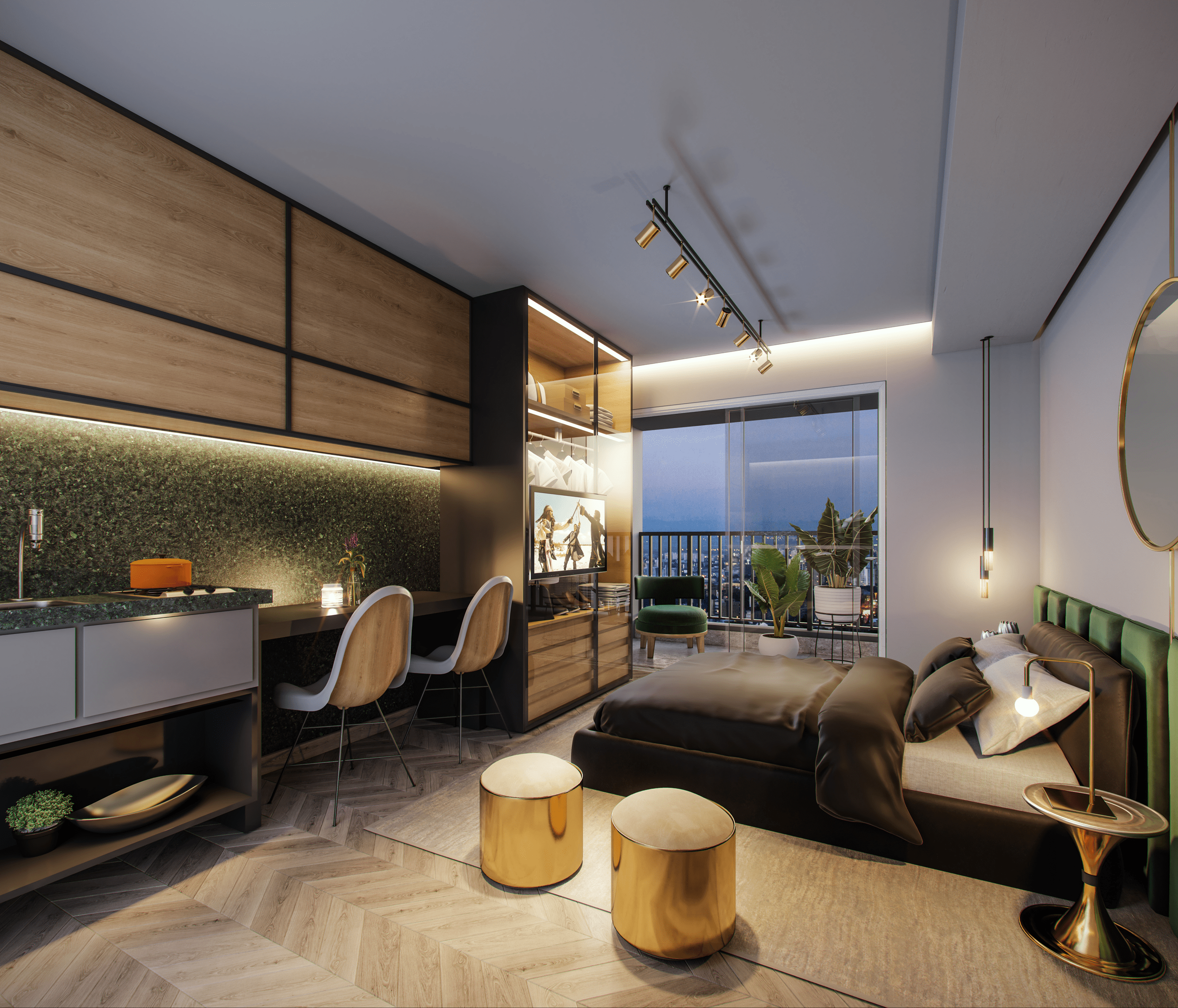 Cyrela For You -- Perspectiva Ilustrada do Living 25 m²