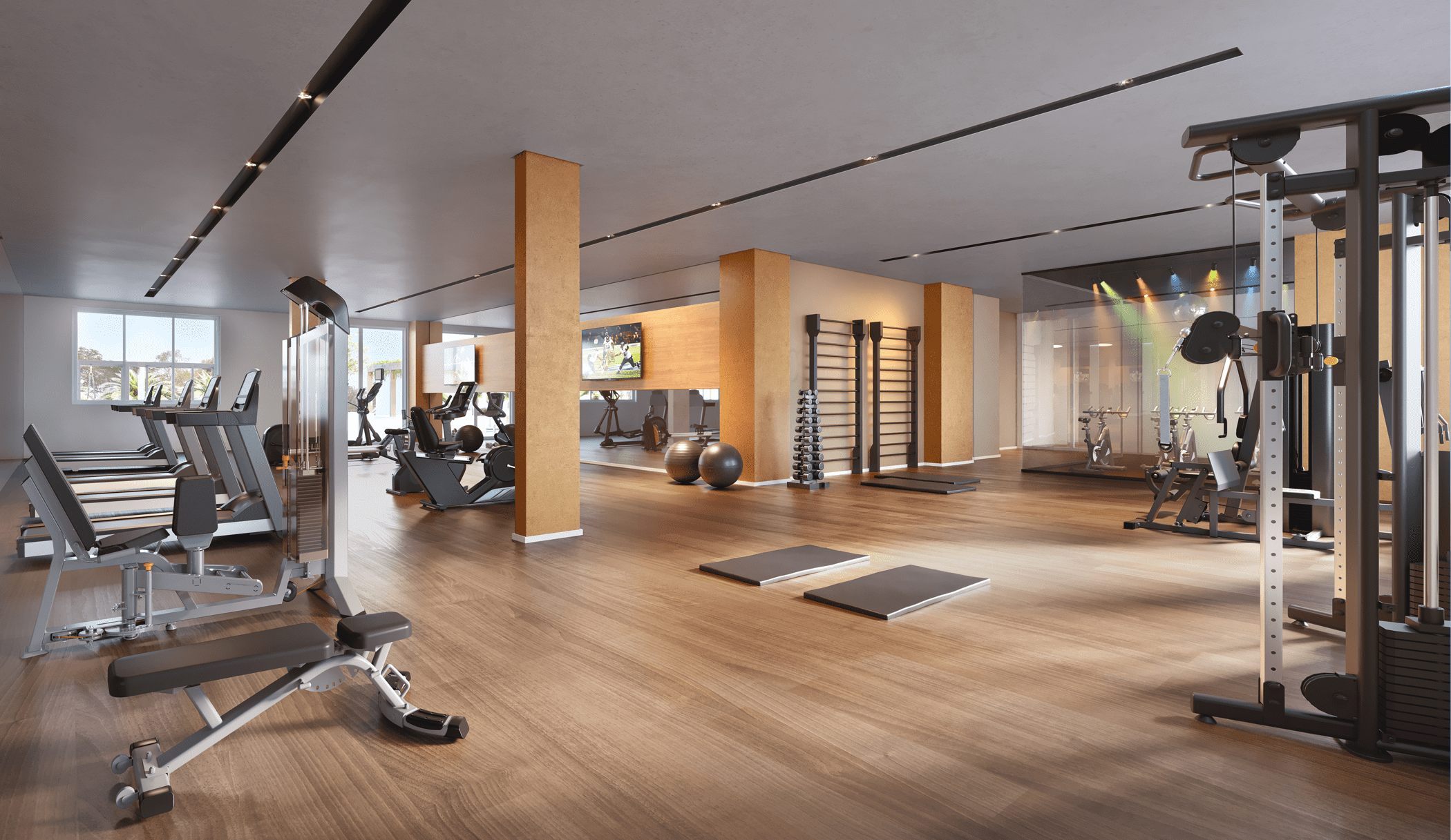 Isla by Cyrela -- Perspectiva Ilustrada do Espaço Fitness e Sala de Spinning