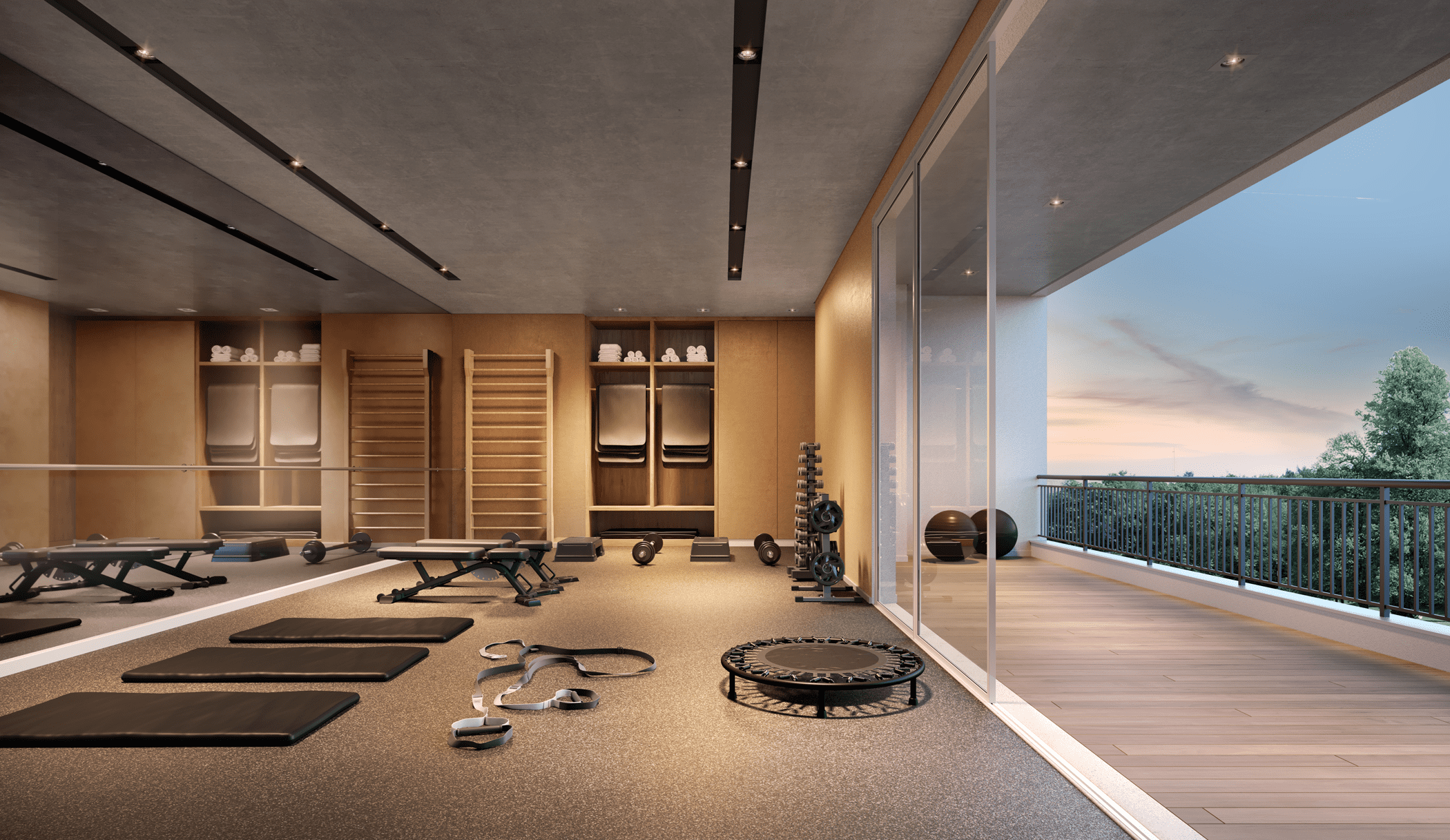 Isla by Cyrela -- Perspectiva Ilustrada do Espaço de Ginástica Funcional