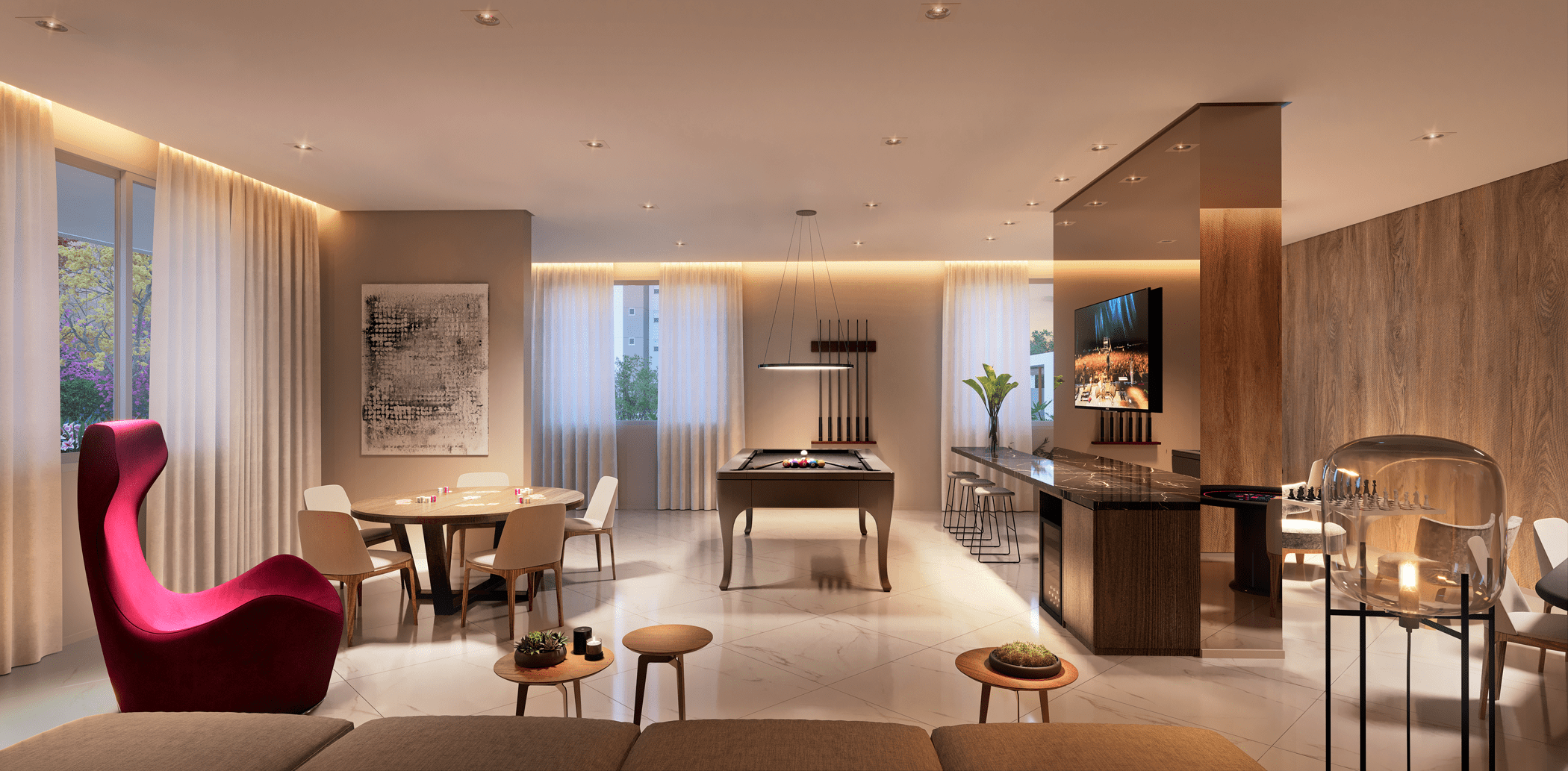 Isla by Cyrela -- Perspectiva Ilustrada da Sala de Jogos