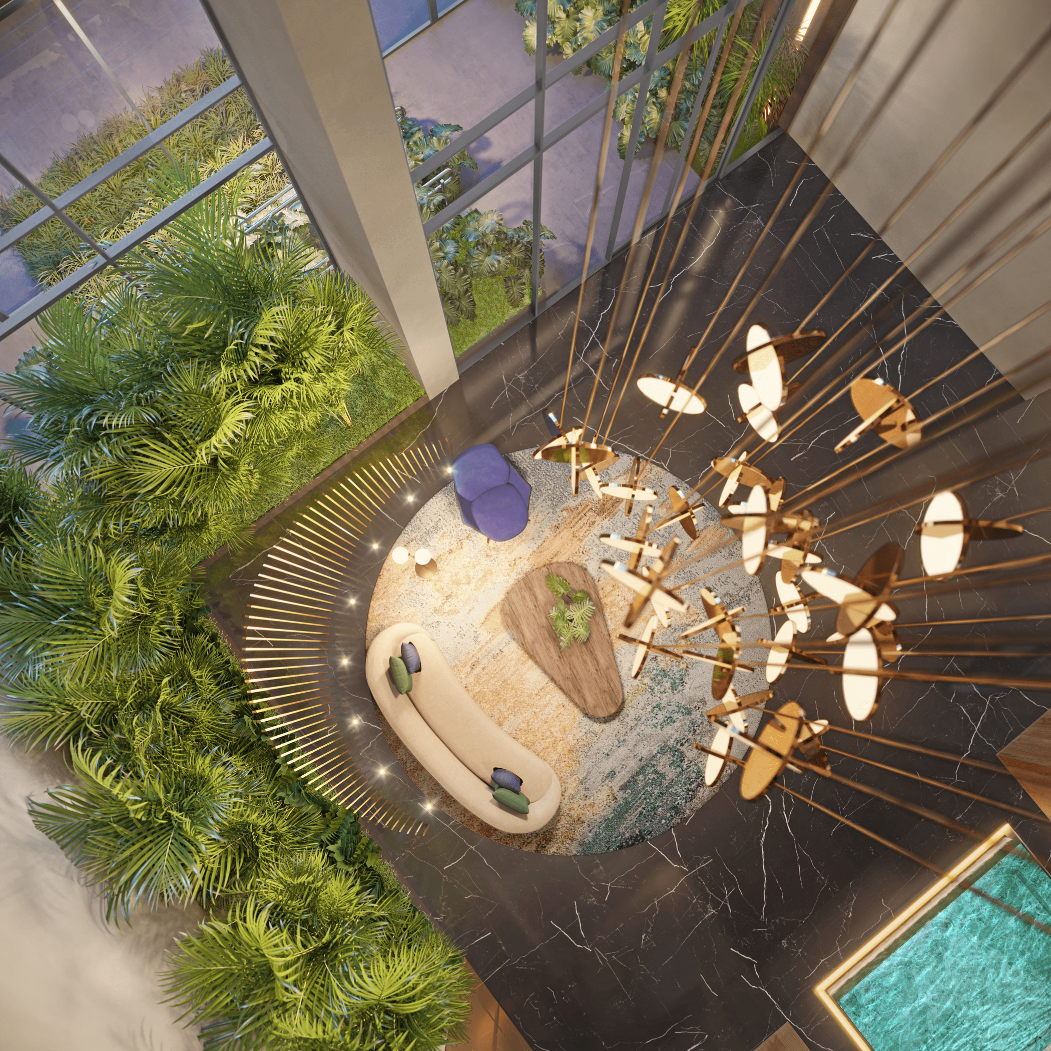 Cyrela Atmosfera 360º -- Perspectiva Ilustrada da Vista Aérea do Lobby