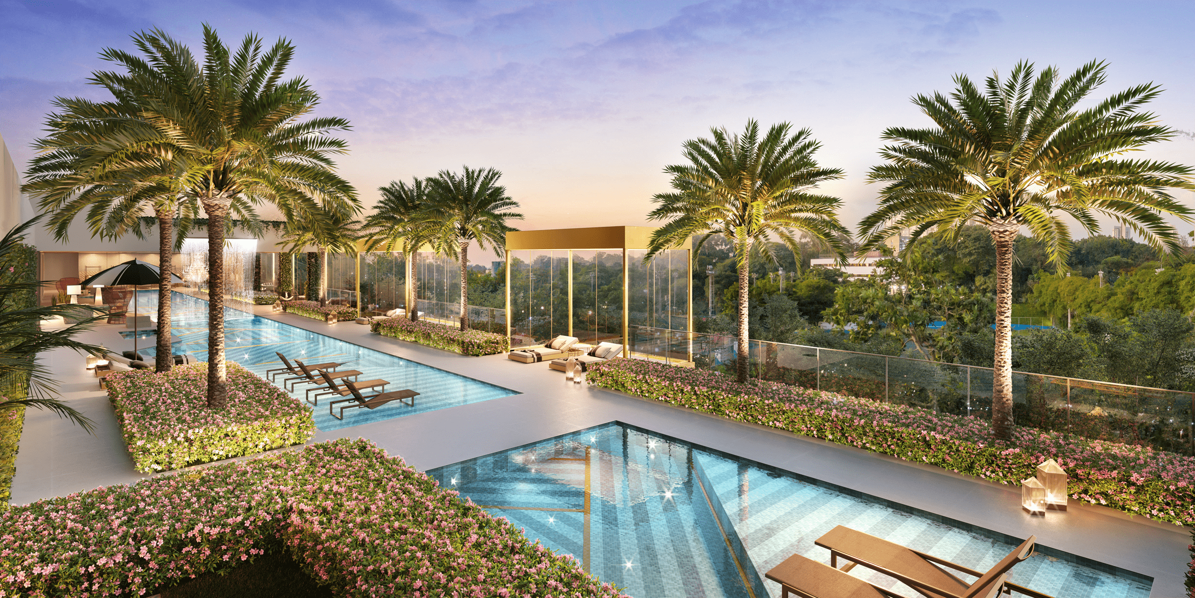 Cyrela On The Parc by Yoo -- Perspectiva Ilustrada da Piscina com Vista para o Parque