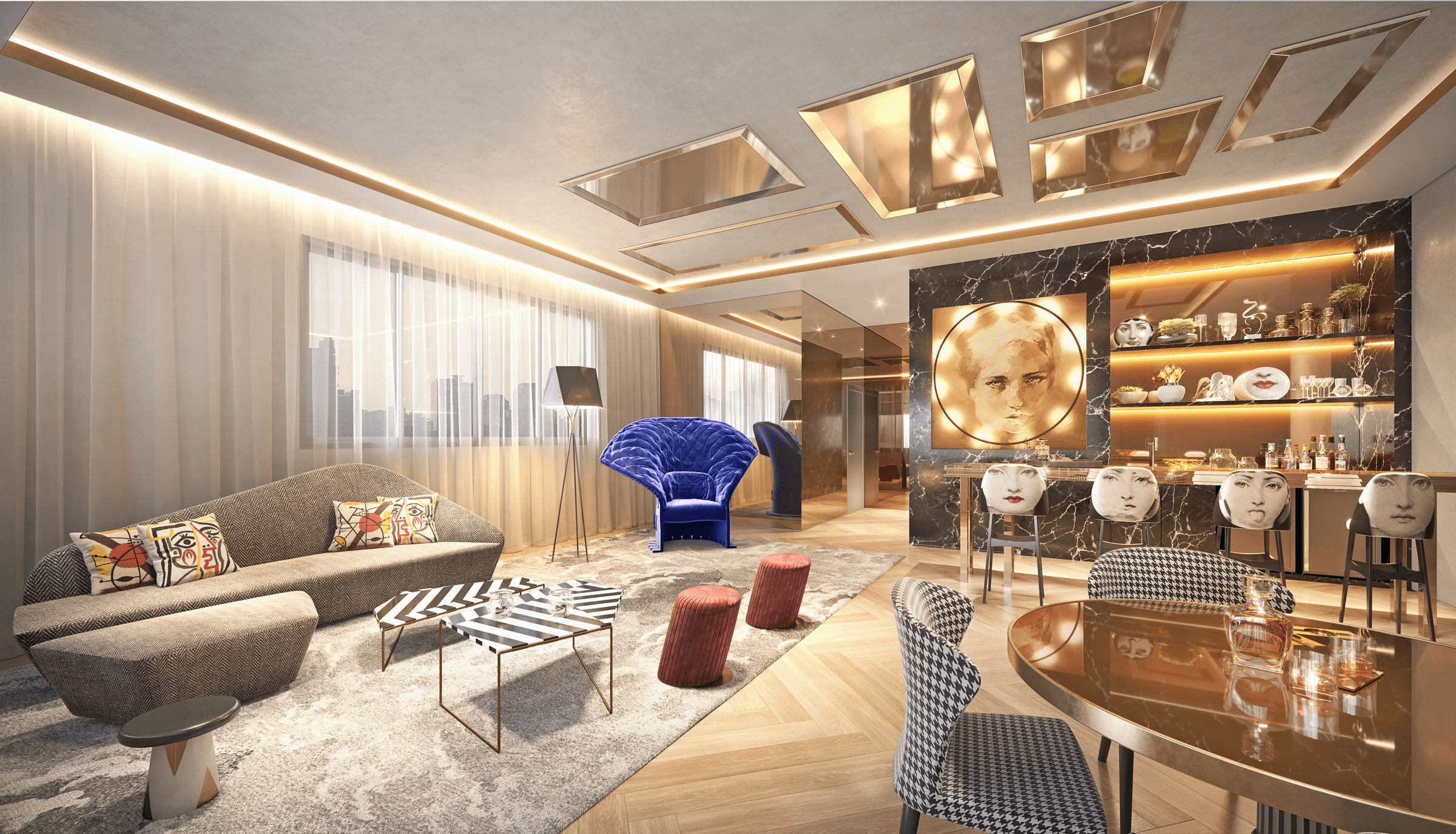 Cyrela On The Parc by Yoo -- Perspectiva Ilustrada do Lounge