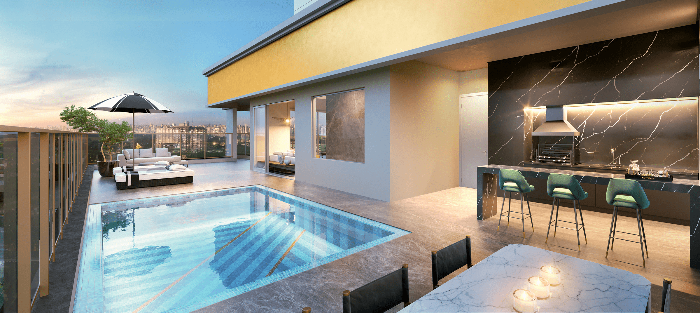 Cyrela On The Parc by Yoo -- Perspectiva Ilustrada do Sala do Duplex