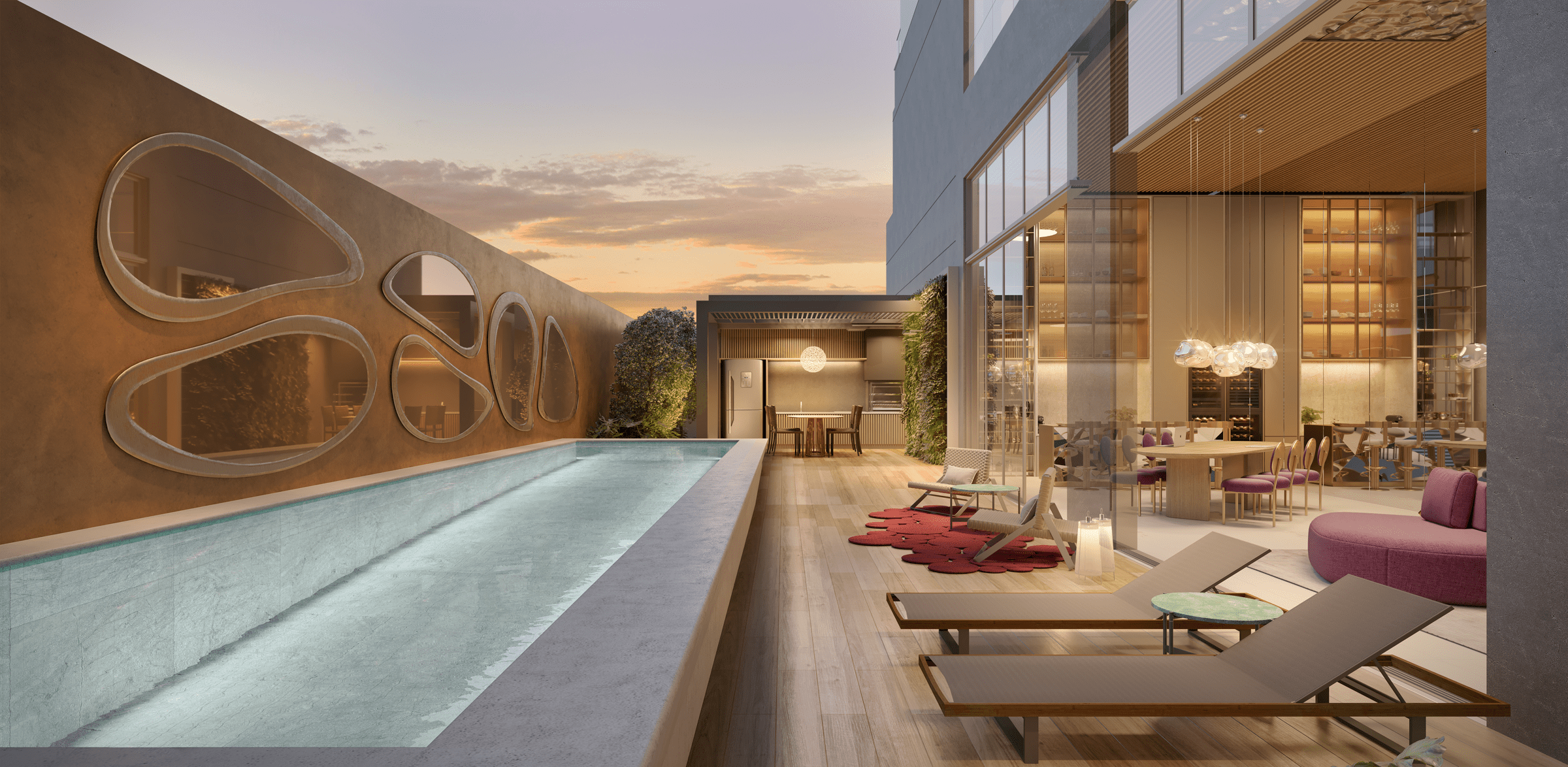 Oscar Freire 1.560 Studios -- Perspectiva Ilustrada Piscina Studio