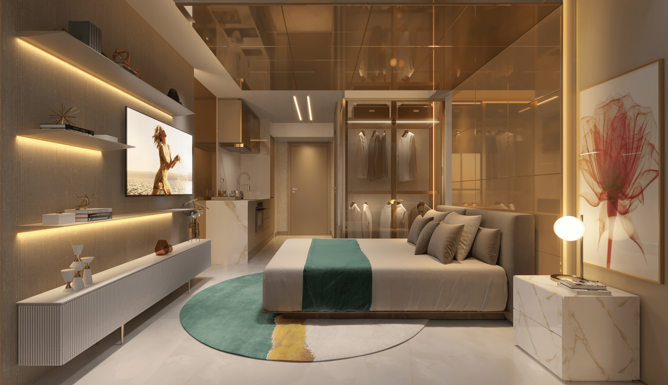 Oscar Freire 1.560 Studios -- Perspectiva Ilustrada Apto Studio 27m²