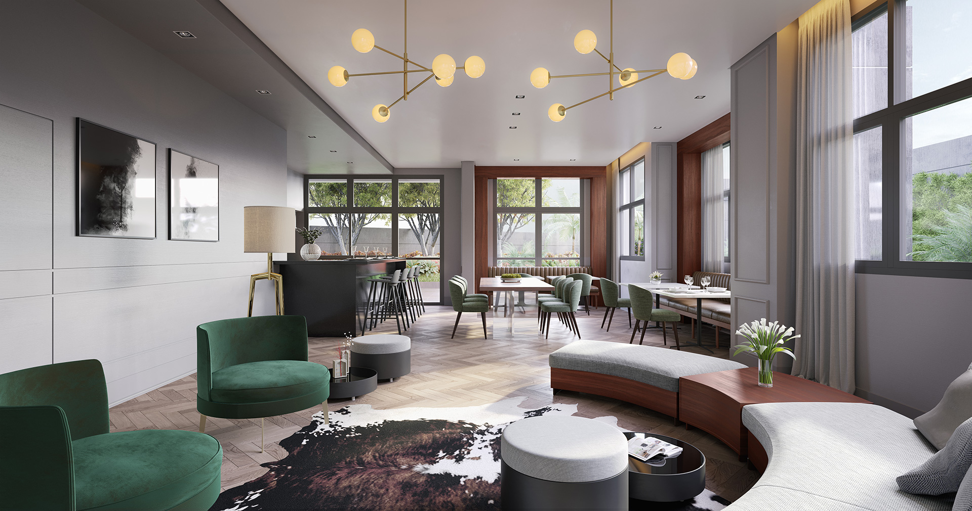 Skyline Jockey -- Perspectiva Ilustrada Salão de Festas Torre View