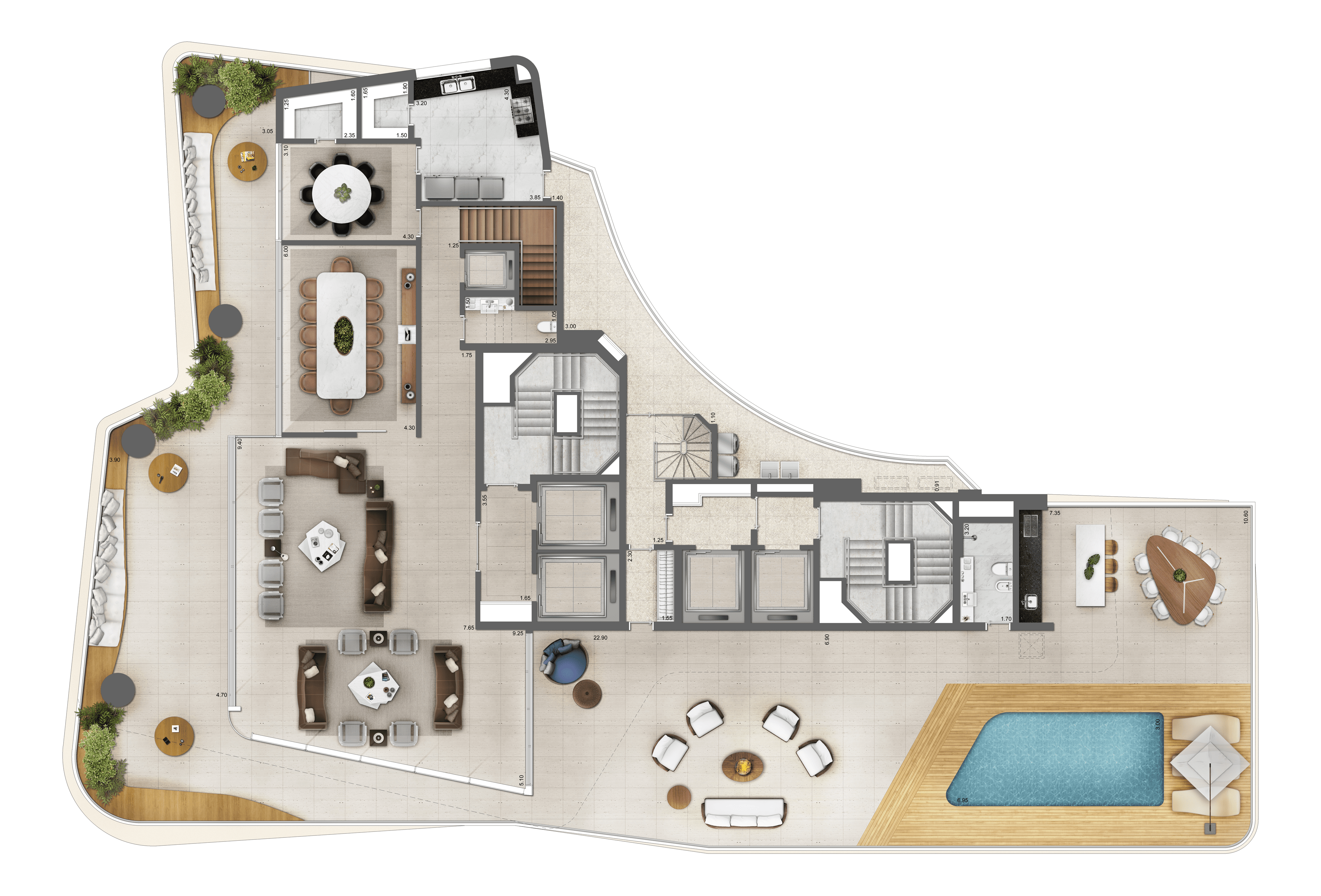 Planta Duplex Pavimento Superior 1.036 m²