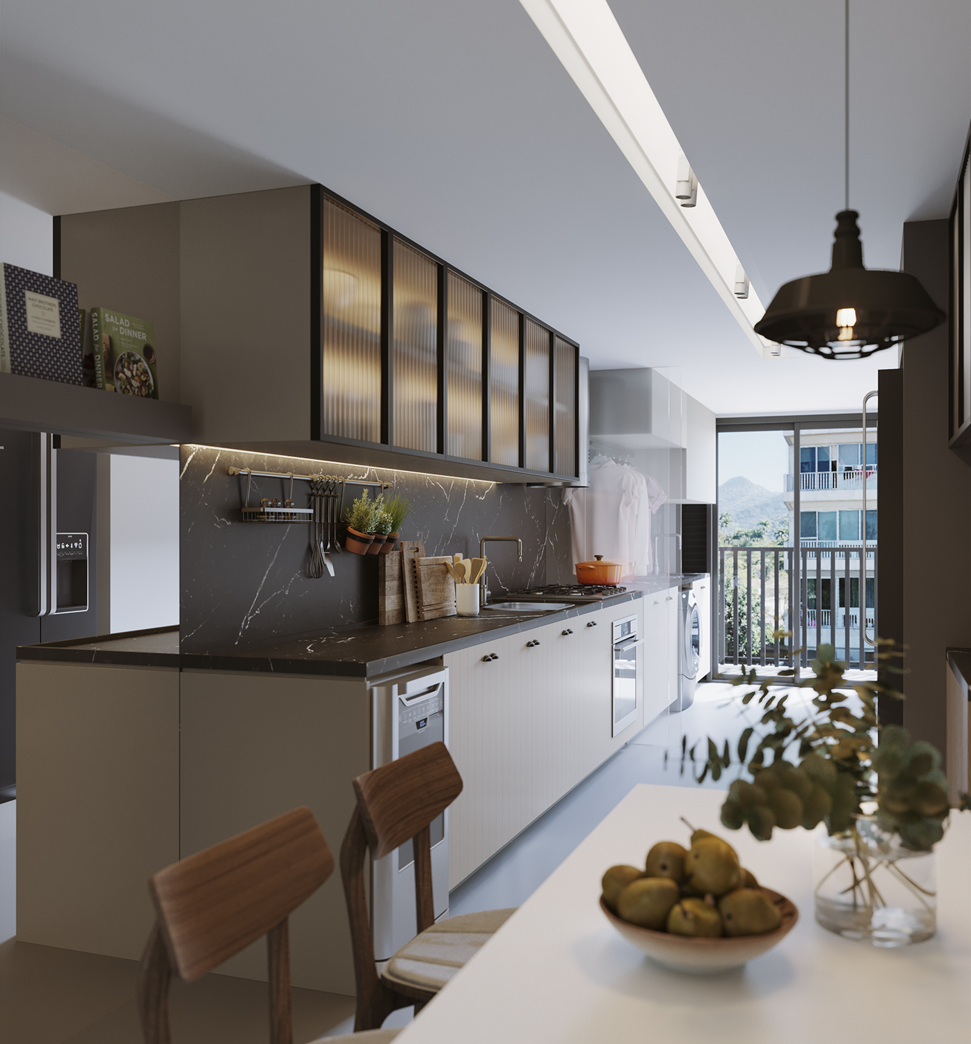 OKA Residence Lagoa -- Ilustração Artística da Cozinha da Coluna 01