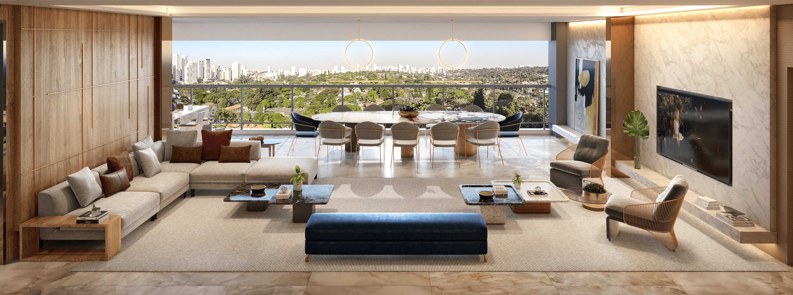 Cyrela Legacy Residences -- Perspectiva Ilustrada do Living Apartamento 166 m²