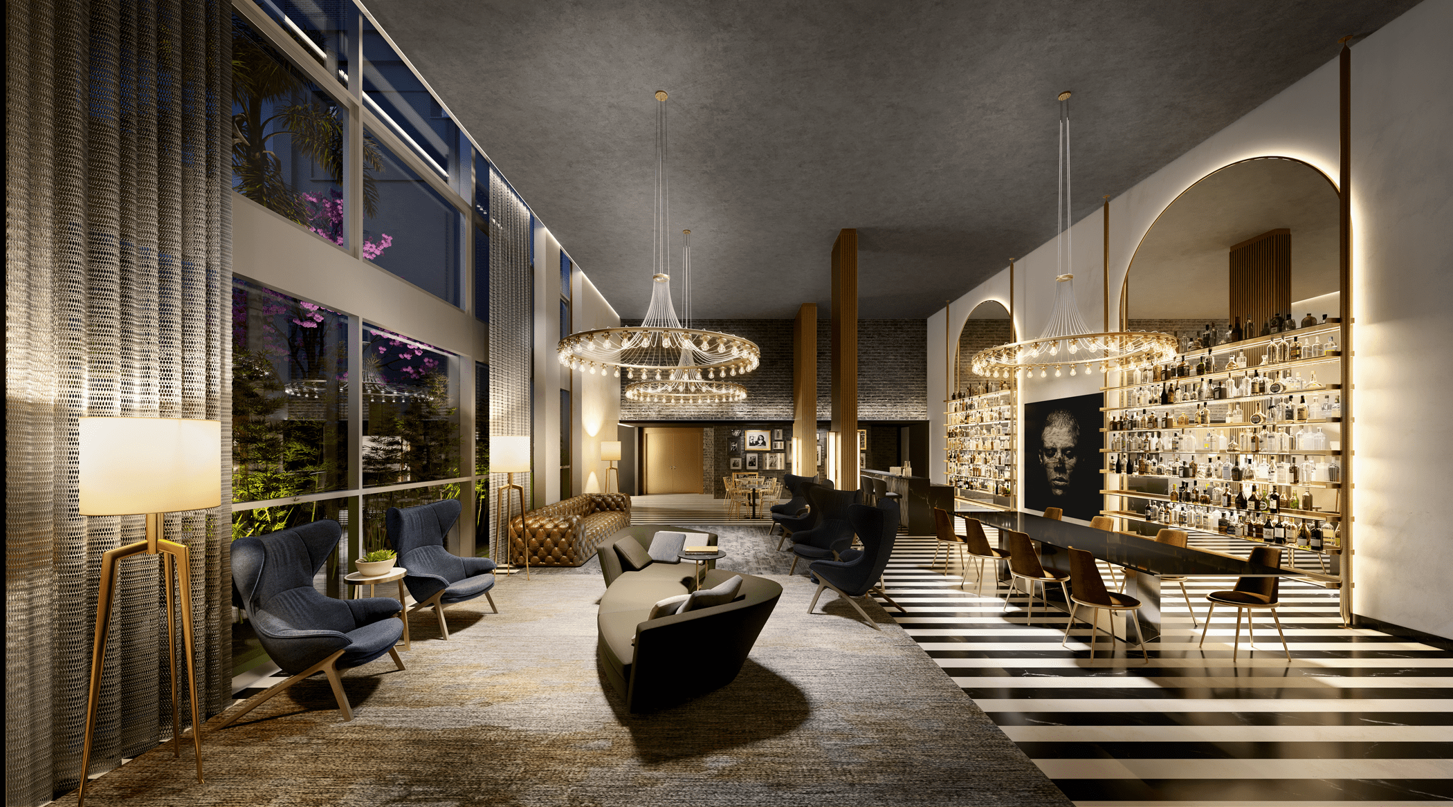 Iconyc Residences -- Perspectiva Ilustrada do Salão de Festas Gourmet