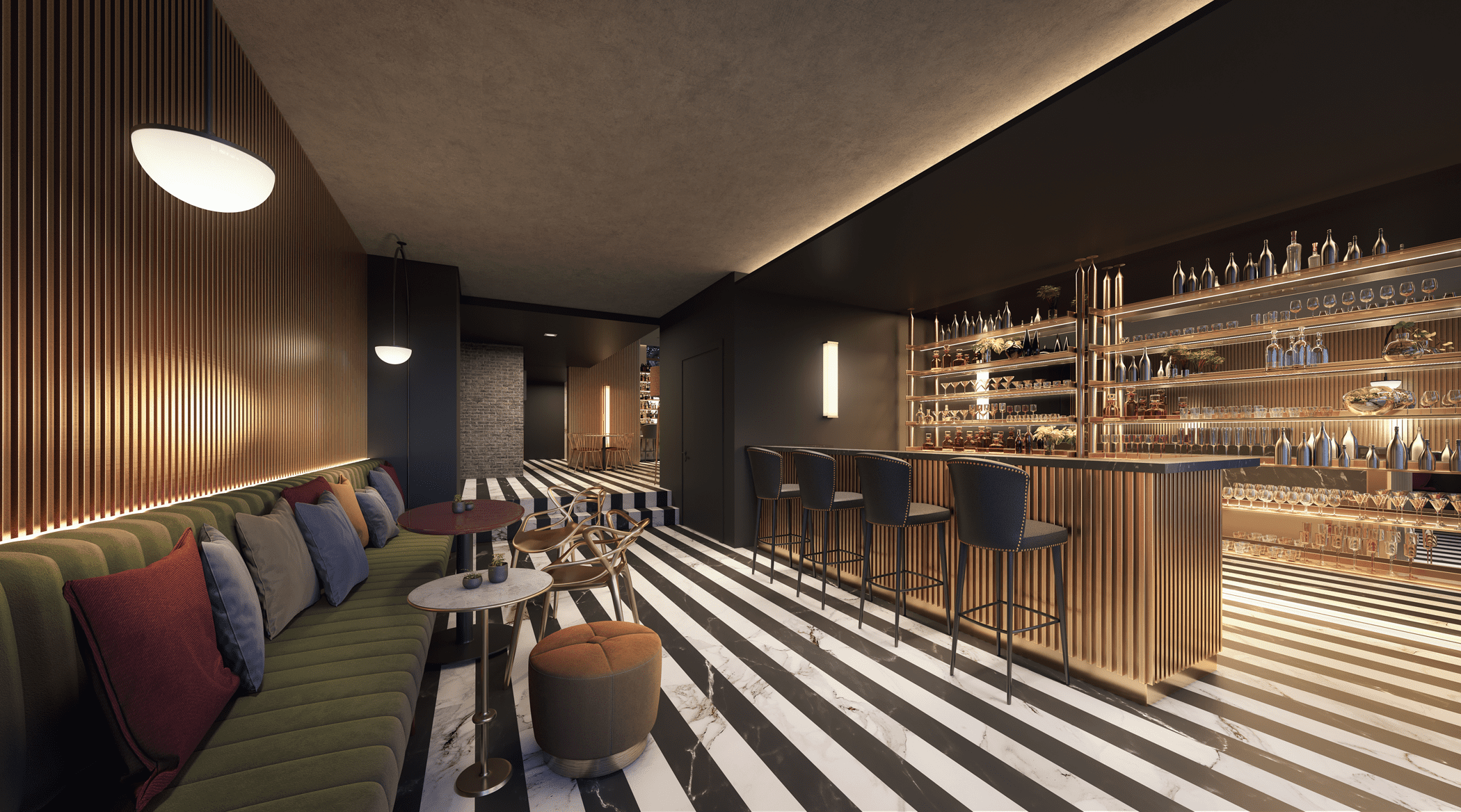 Iconyc Residences -- Perspectiva Ilustrada do Bar