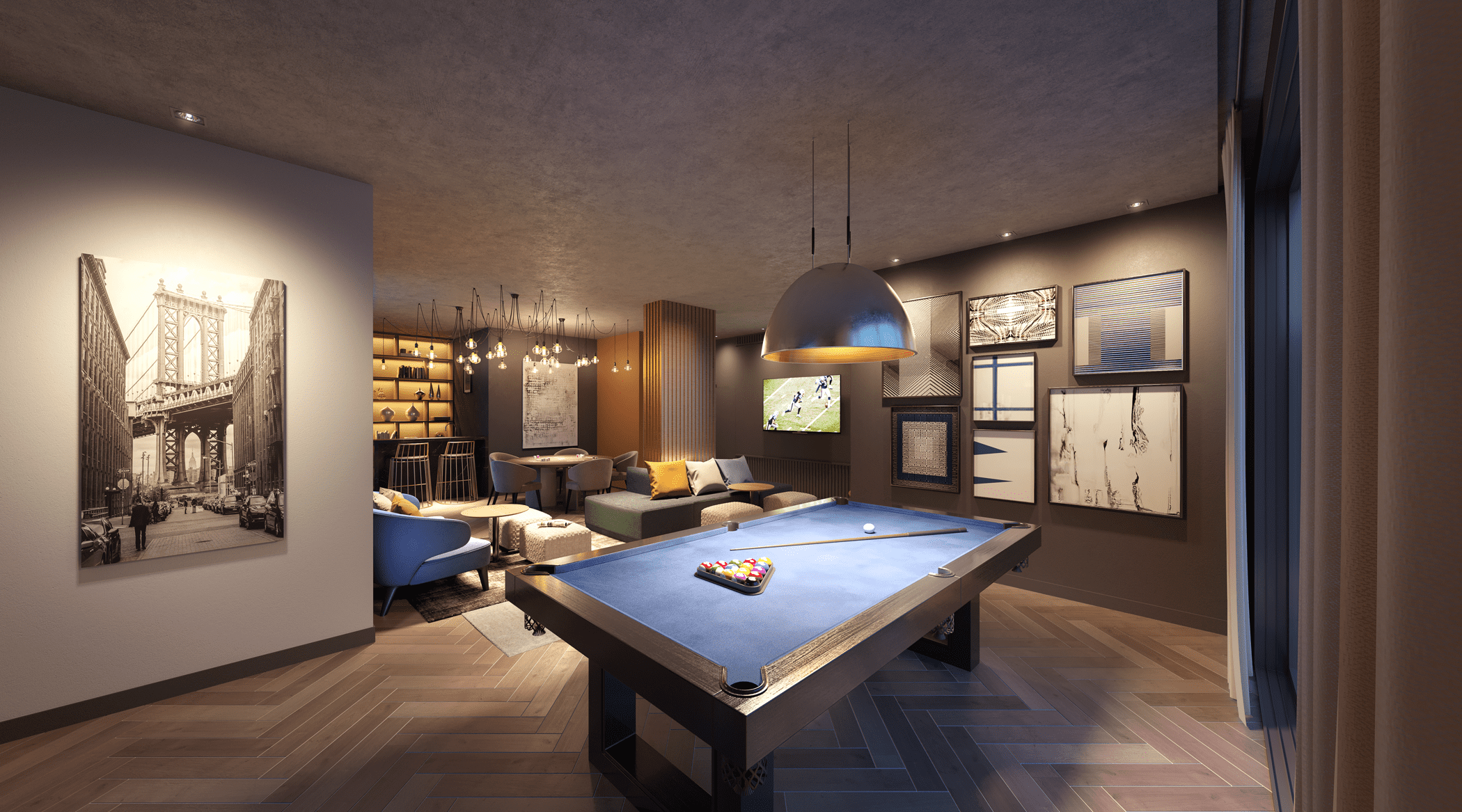 Iconyc Residences -- Perspectiva Ilustrada do Salão de Jogos