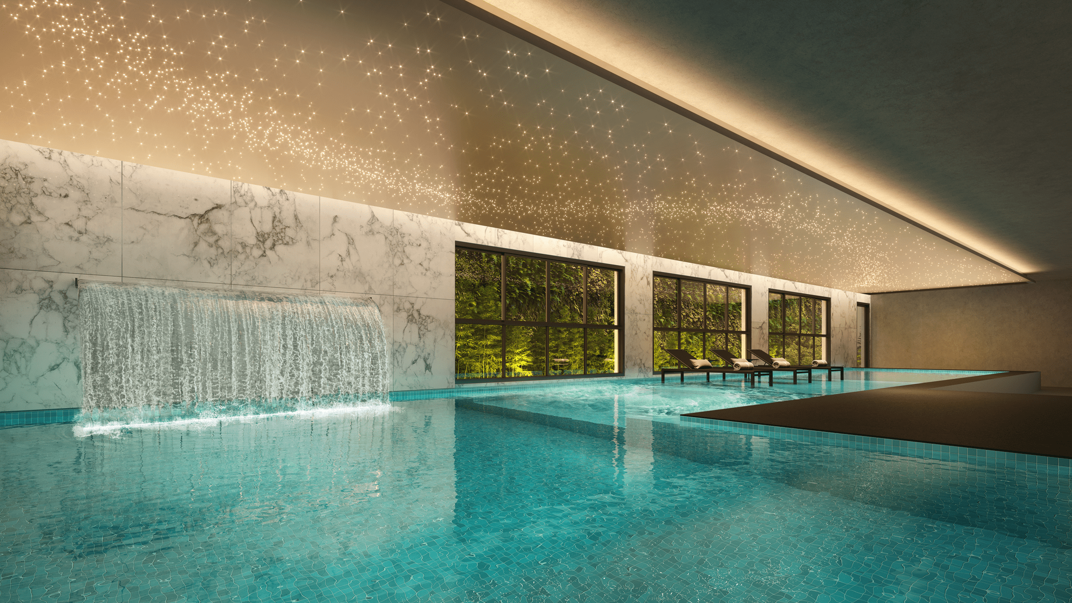 Iconyc Residences -- Perspectiva Ilustrada da Piscina Coberta