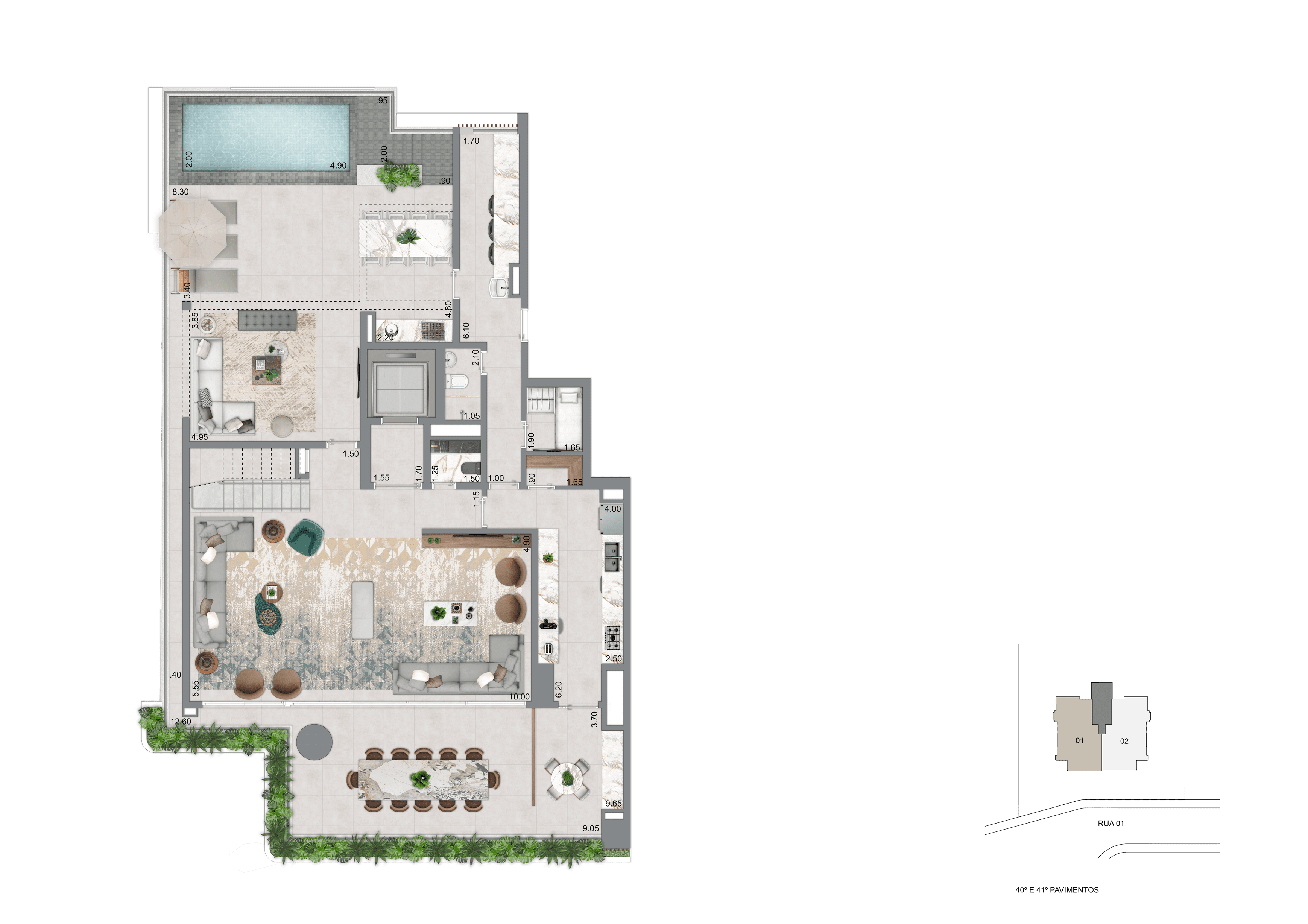 Planta Duplex Inferior - 438 m²