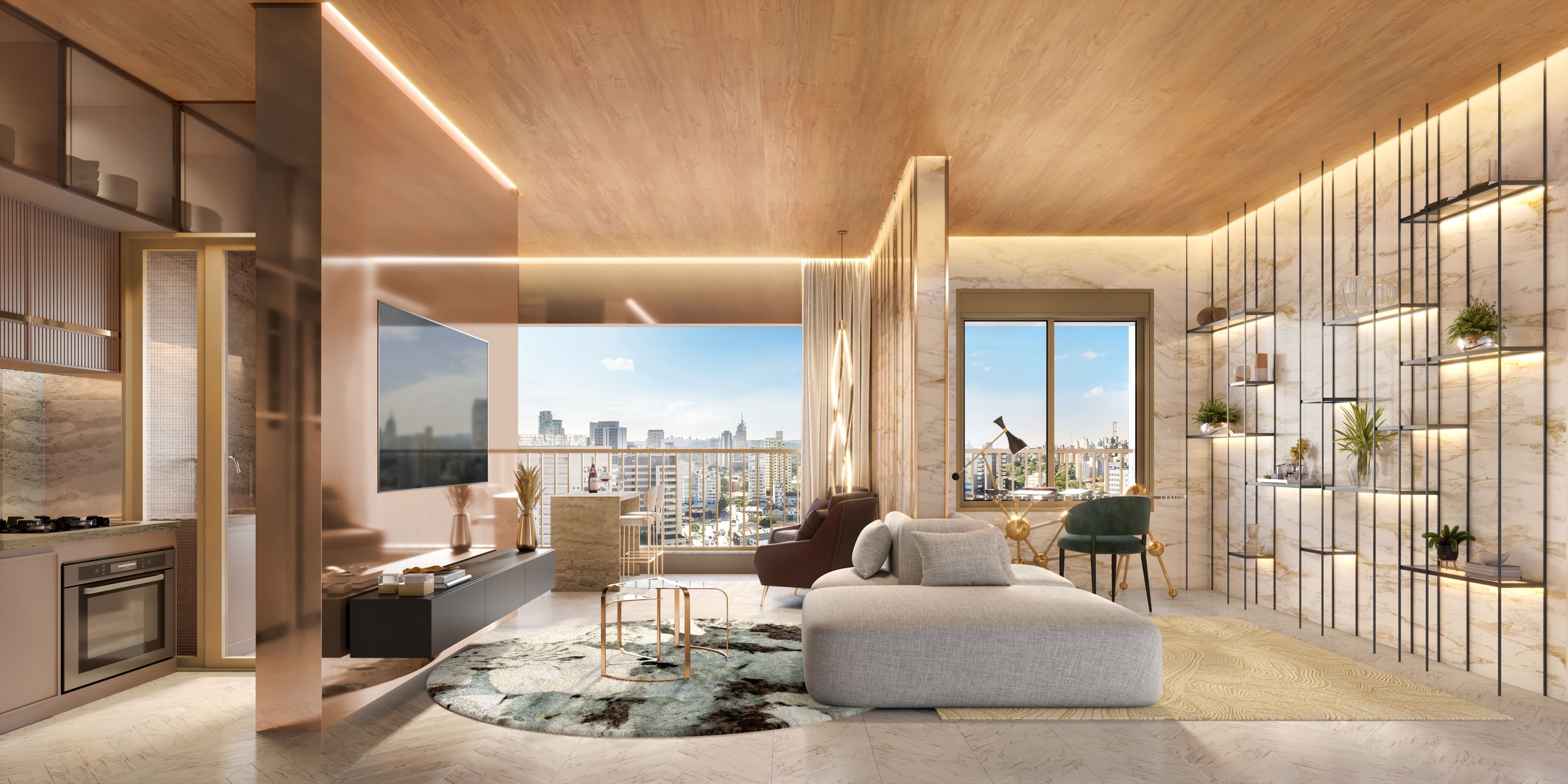 Quattri Cyrela Vila Mariana -- Perspectiva Ilustrada do apartamento de 66 m²