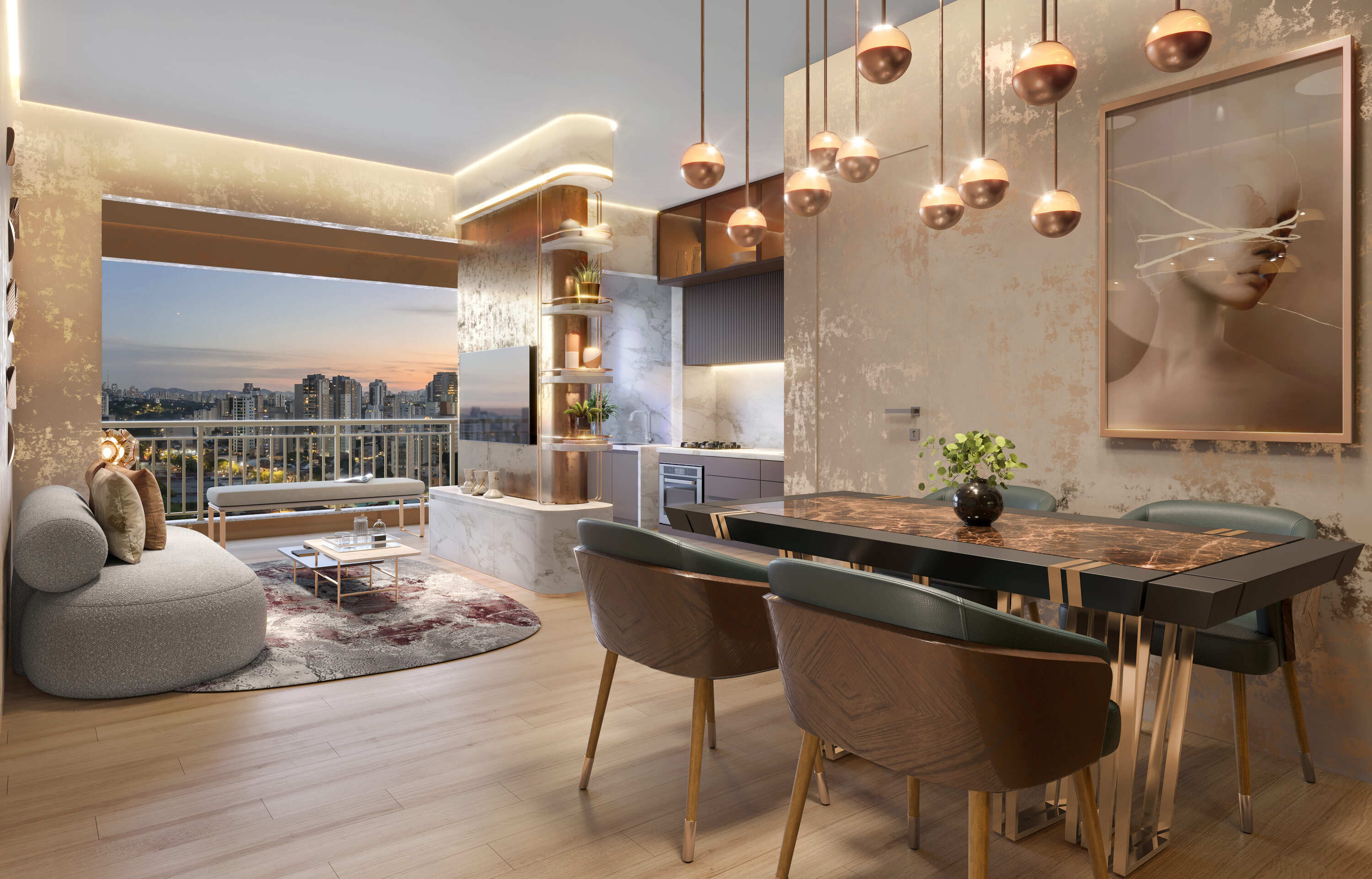 Quattri Cyrela Vila Mariana -- Perspectiva Ilustrada do apartamento de 47 m²