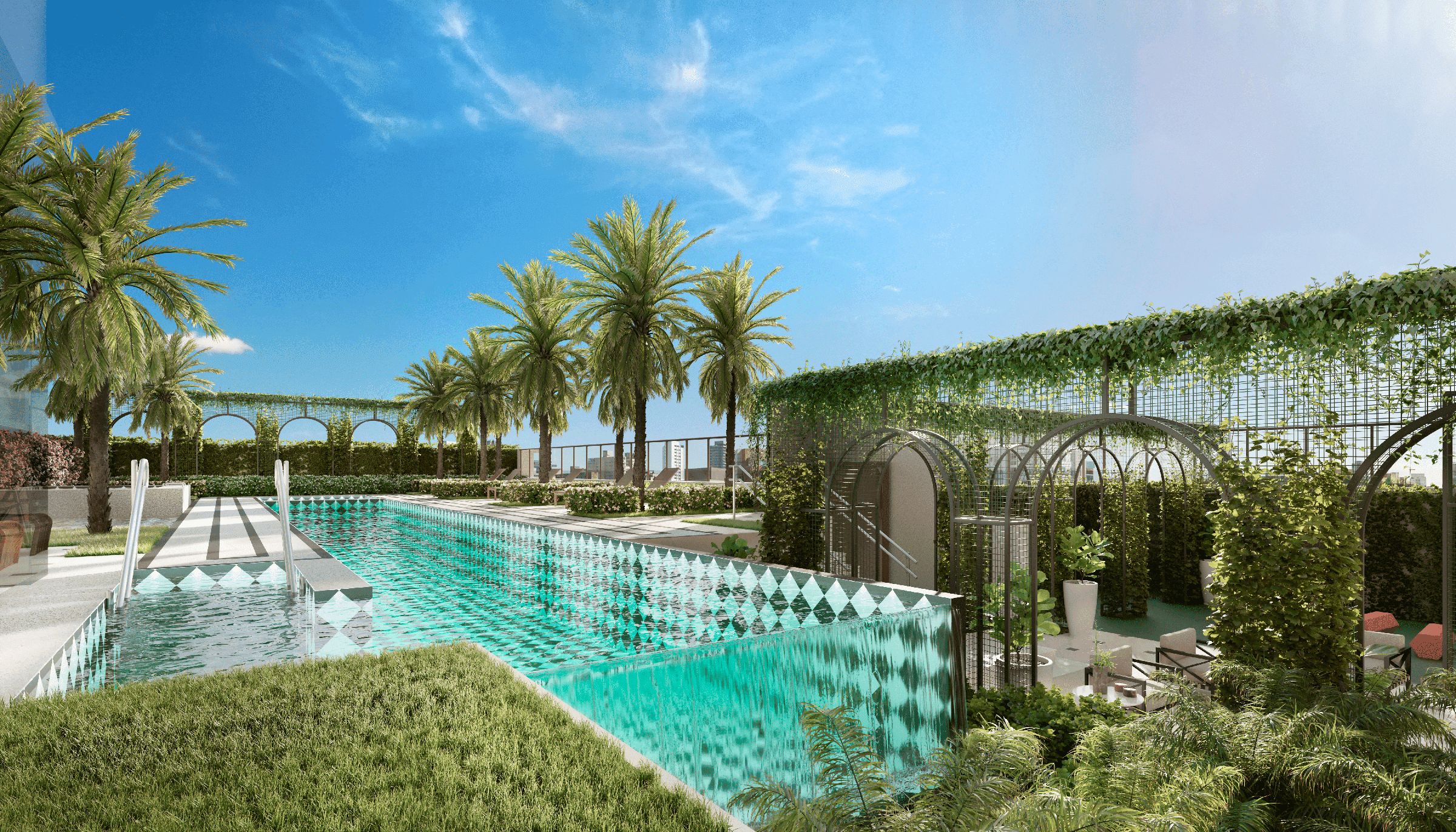 Secret Garden Vila Mariana -- Perspectiva Ilustrada da Piscina Diurna