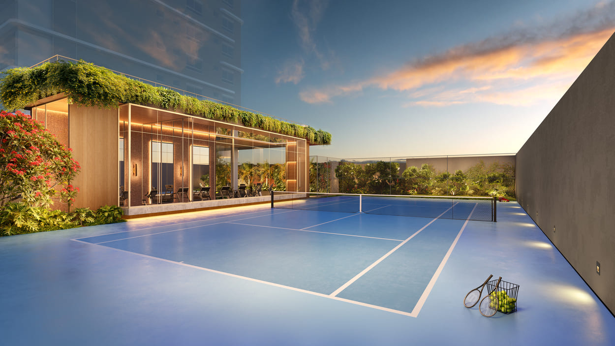 Casa Gabriele -- Perspectiva Ilustrada da Quadra de Tênis