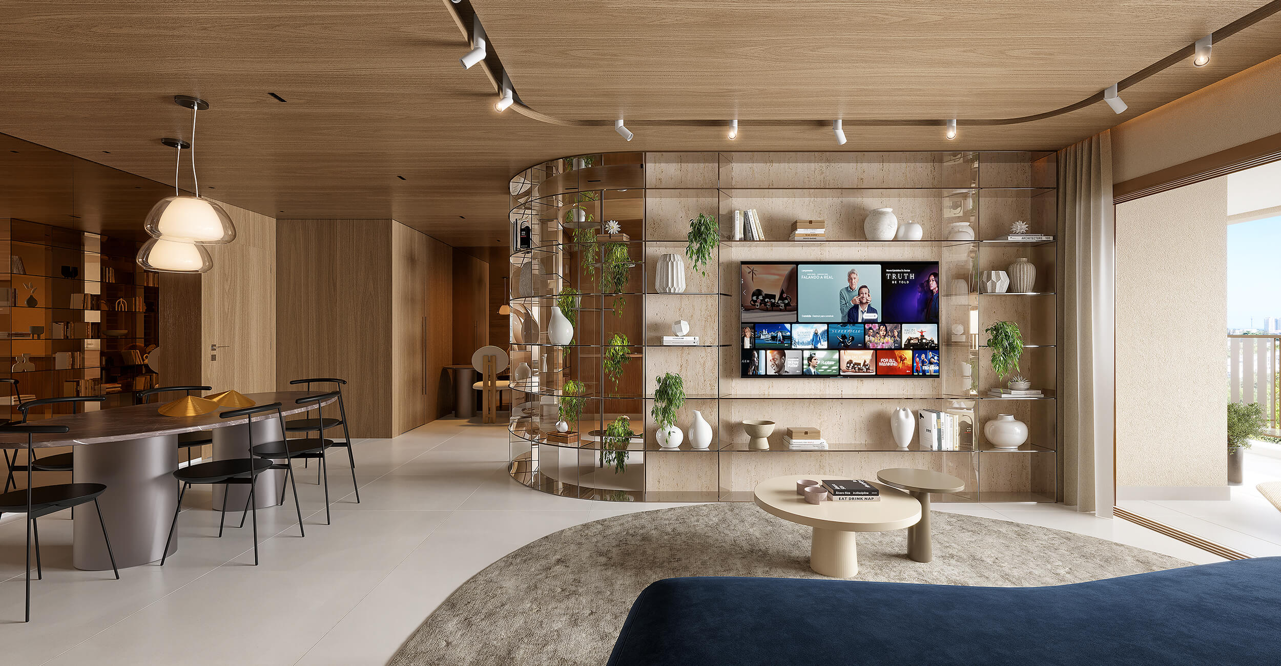 OX Park Design by Edsa -- Ilustração Artística - Apartamento 602 Do Ed. Sky - Sala