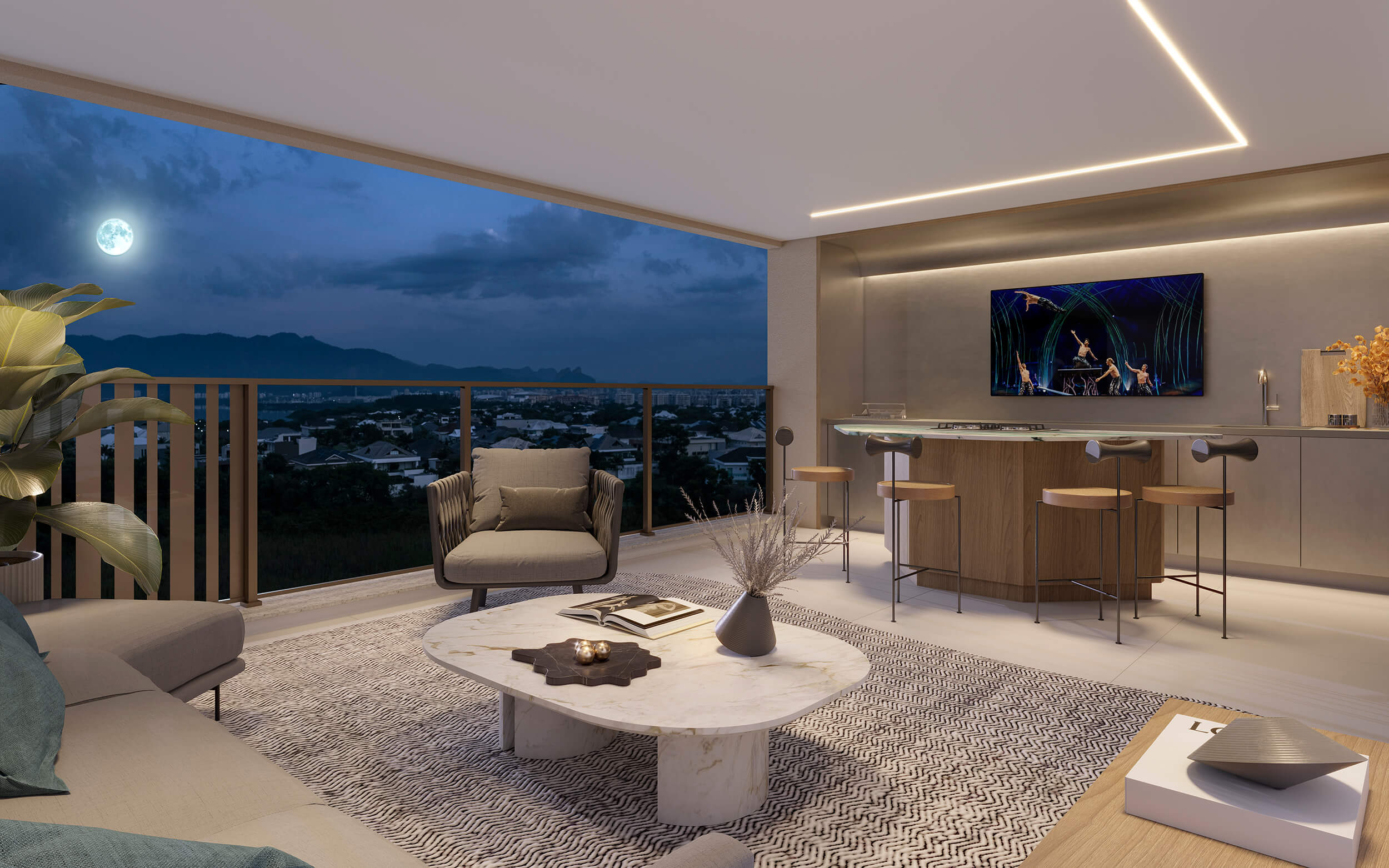 OX Park Design by Edsa -- Ilustração Artística - Apartamento 602 Do Ed. Wind - Varanda