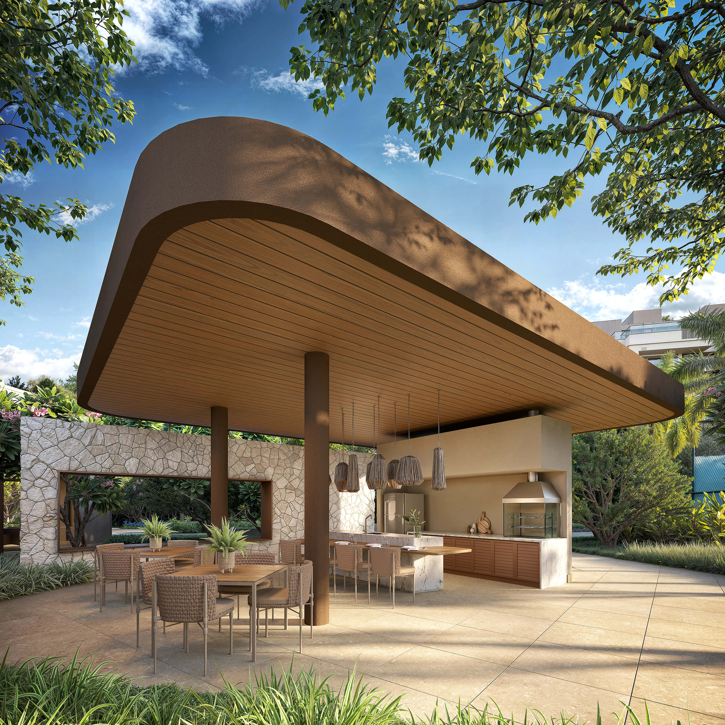 OX Park Design by Edsa -- Ilustração Artística - Churrasqueira Gourmet