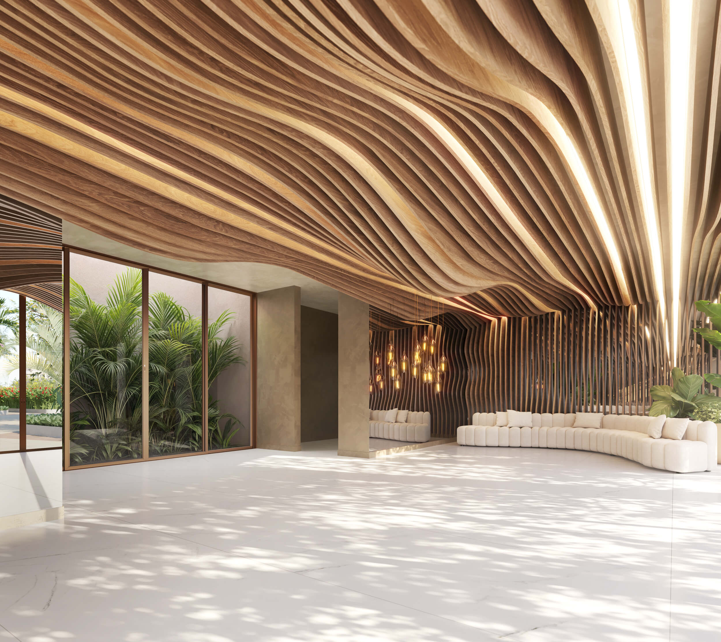 OX Park Design by Edsa -- Ilustração Artística - Lobbies Dos Edifícios Air E Wind