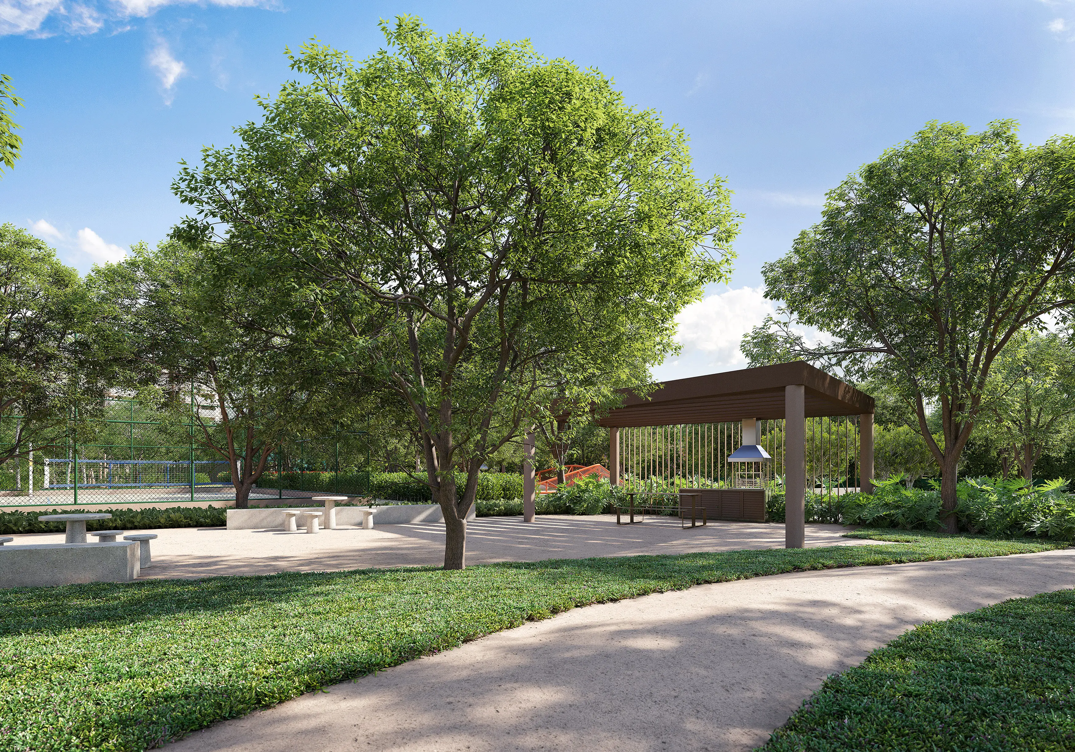 Woods Park Design by Edsa -- Ilustração artística - Churrasqueira ao Ar Livre