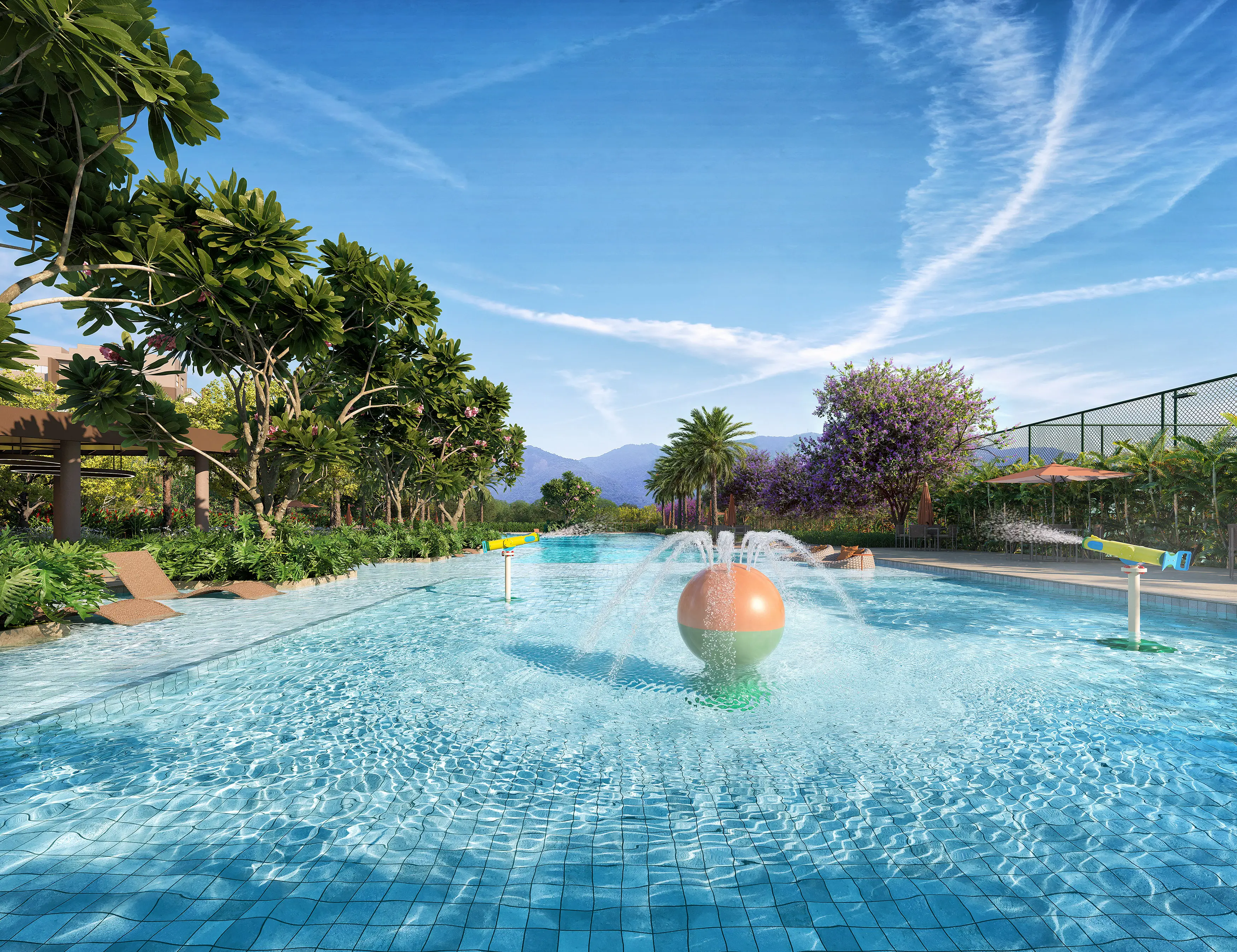 Woods Park Design by Edsa -- Ilustração artística - Piscina Infantil