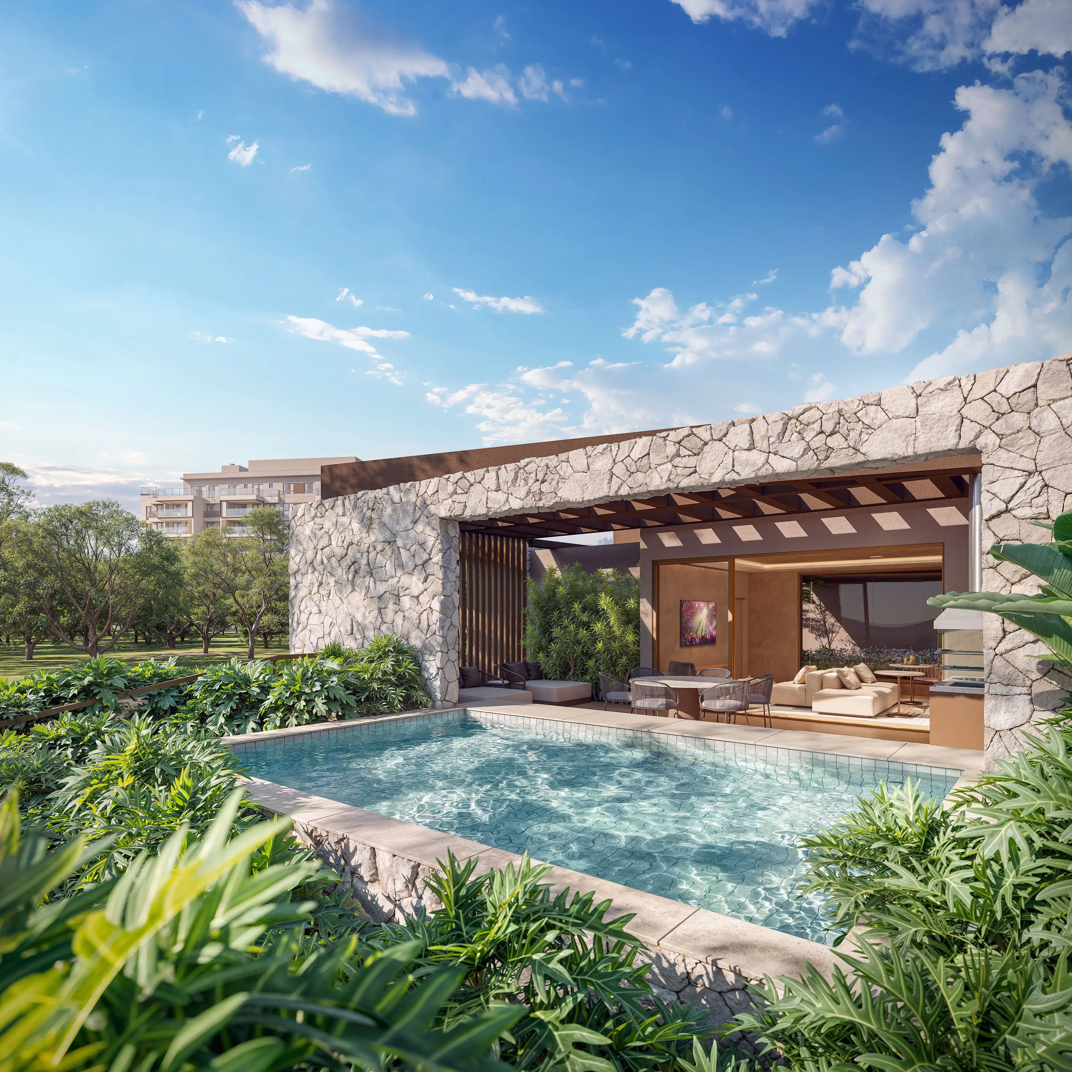 Woods Park Design by Edsa -- Ilustração artística - Piscina da Cabana Woods