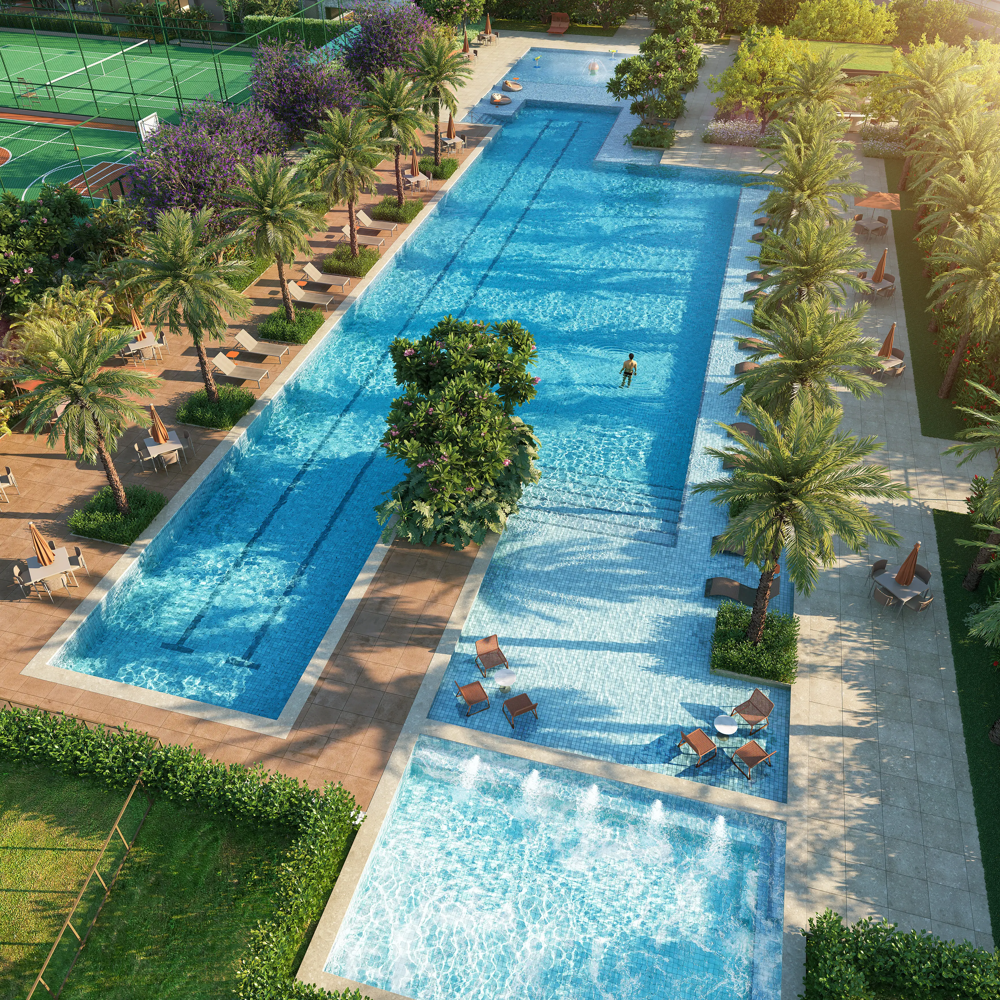 Woods Park Design by Edsa -- Ilustração artística - Piscinas, Solário e Deck Molhado