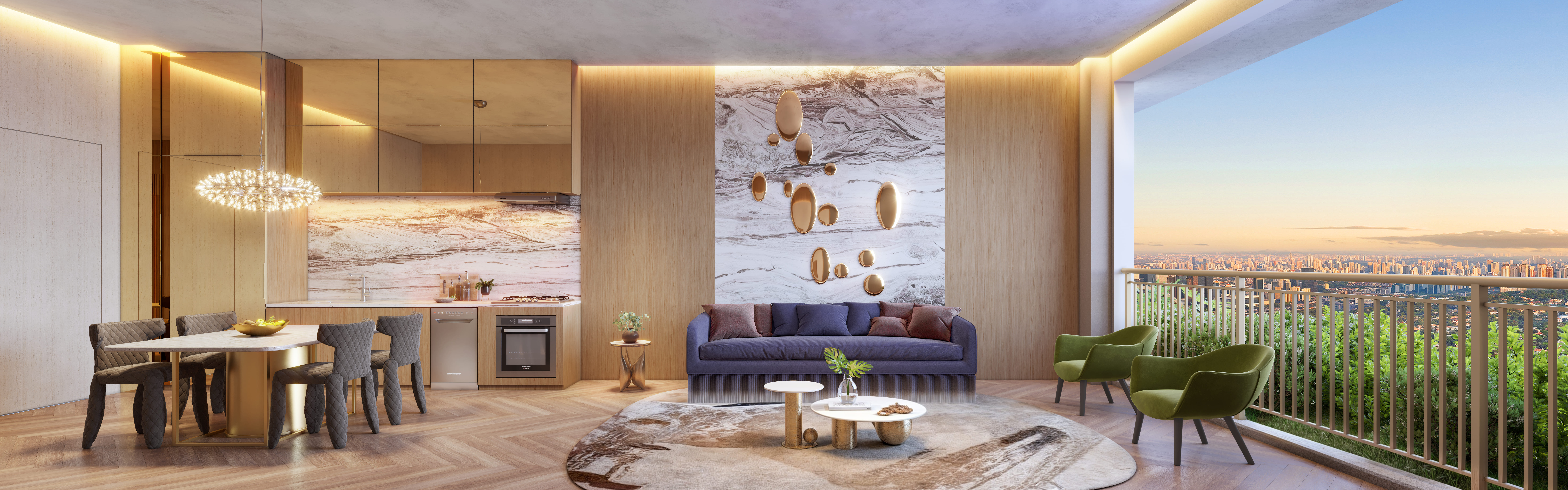 On The Sky Bela Cintra The Residences -- Perspectiva Ilustrada do apartamento do apartamento 56 m²