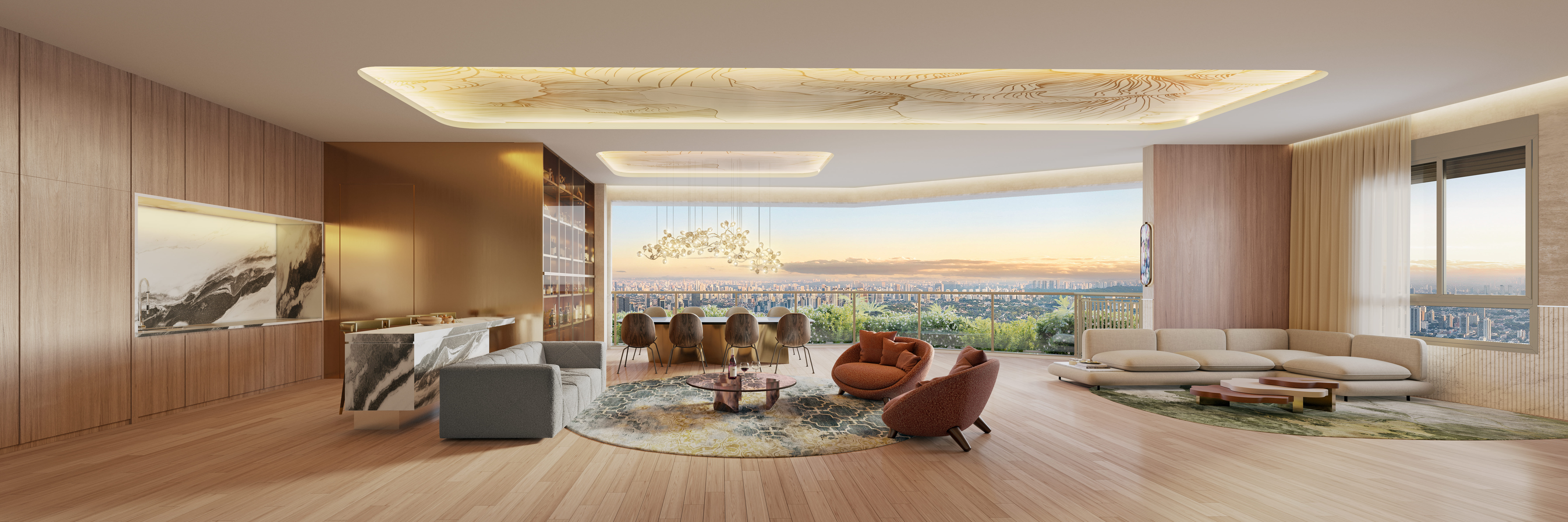 On The Sky Bela Cintra The Residences -- Perspectiva Ilustrada do apartamento do apartamento 169 m²