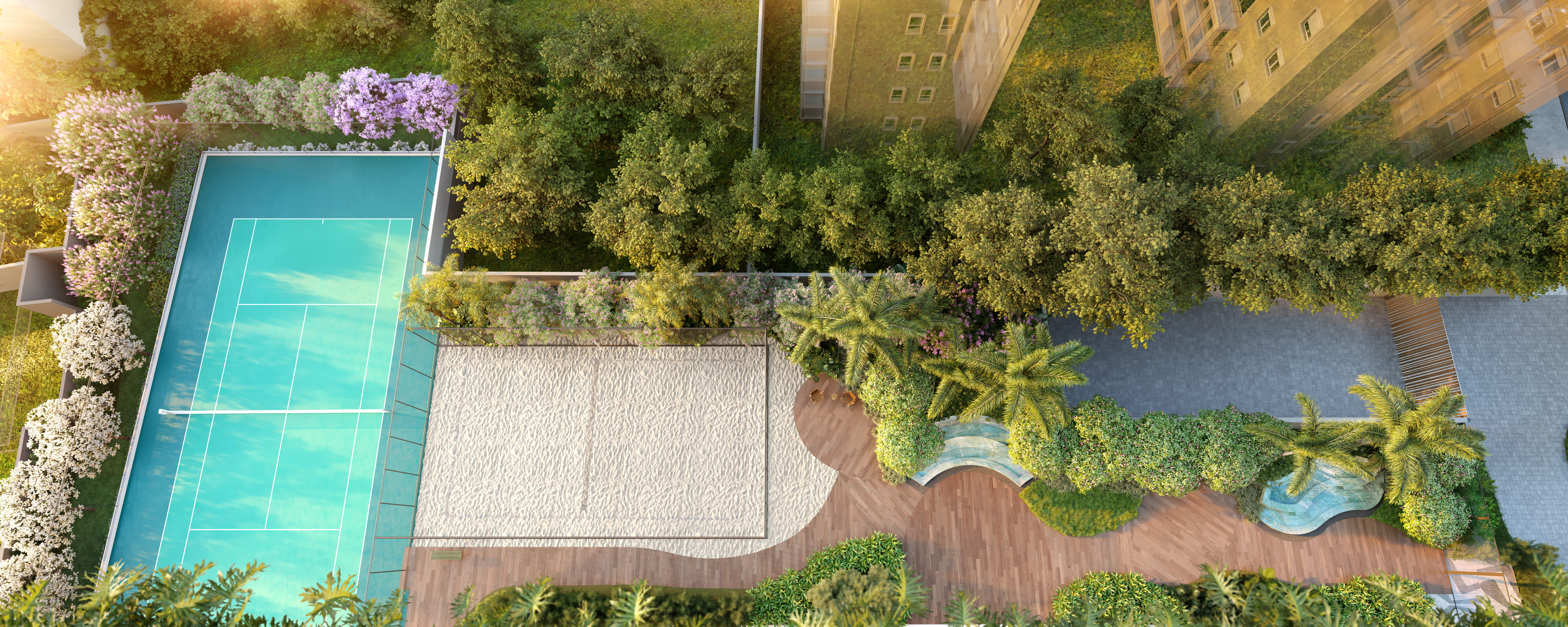 On The Sky Bela Cintra The Residences -- Perspectiva Ilustrada do Lazer Térreo