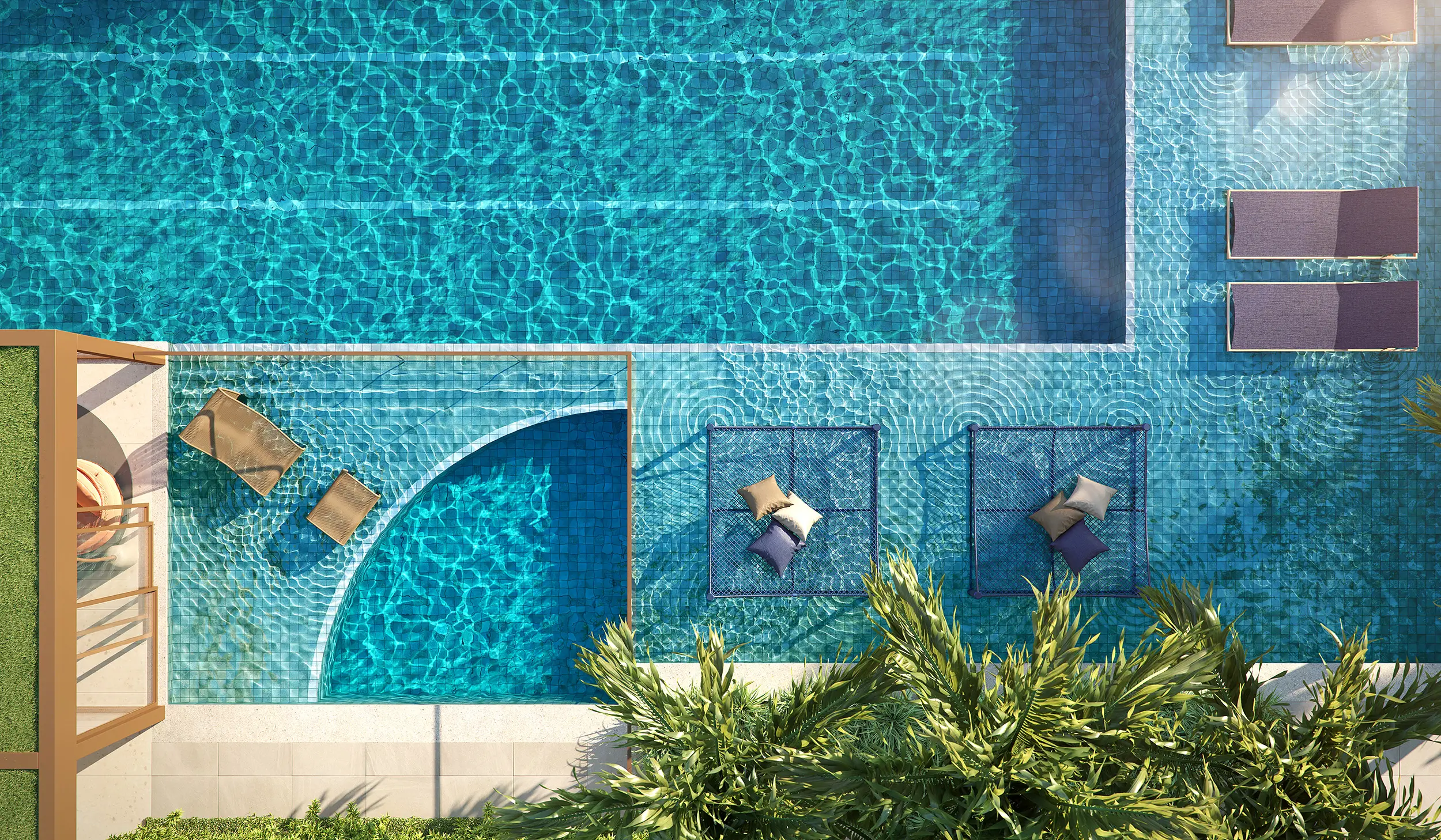 La Isla -- ILUSTRAÇÃO ARTÍSTICA - DETALHE DA POOL HOUSE E PISCINA 25M