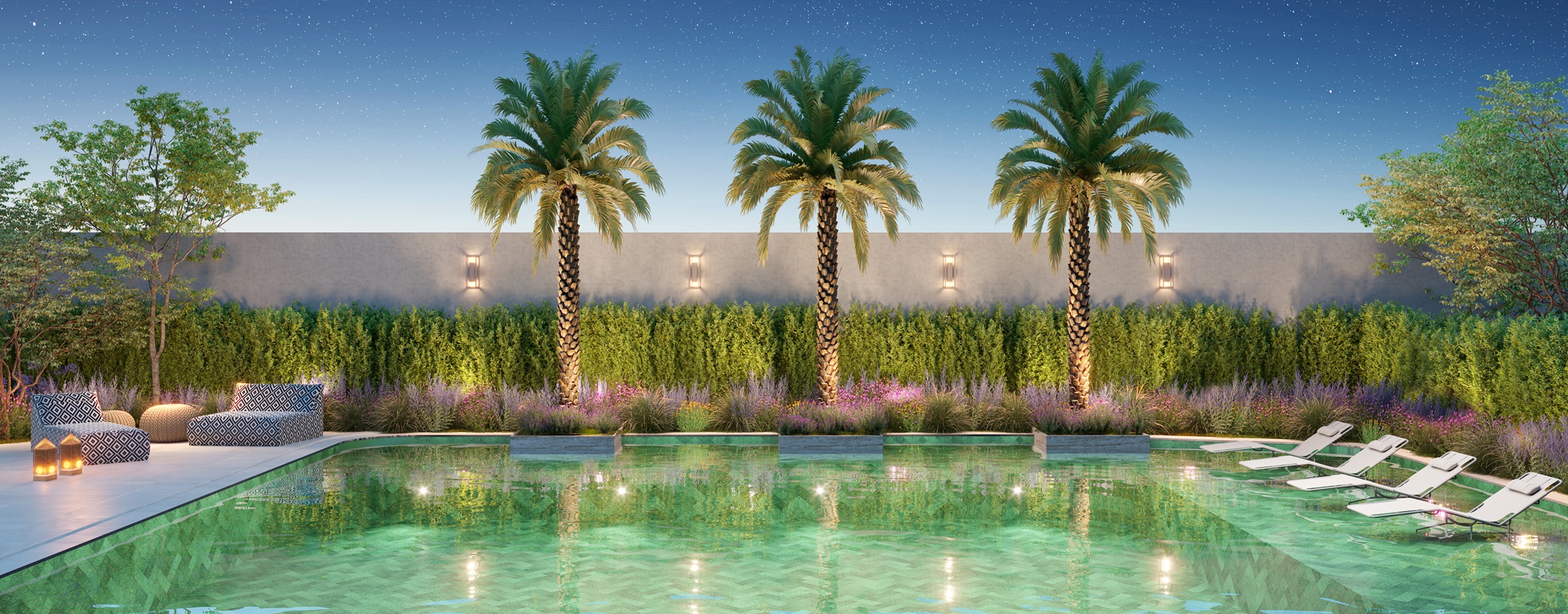 On The Sky Bela Cintra The Apartments -- Perspectiva Ilustrada da Piscina