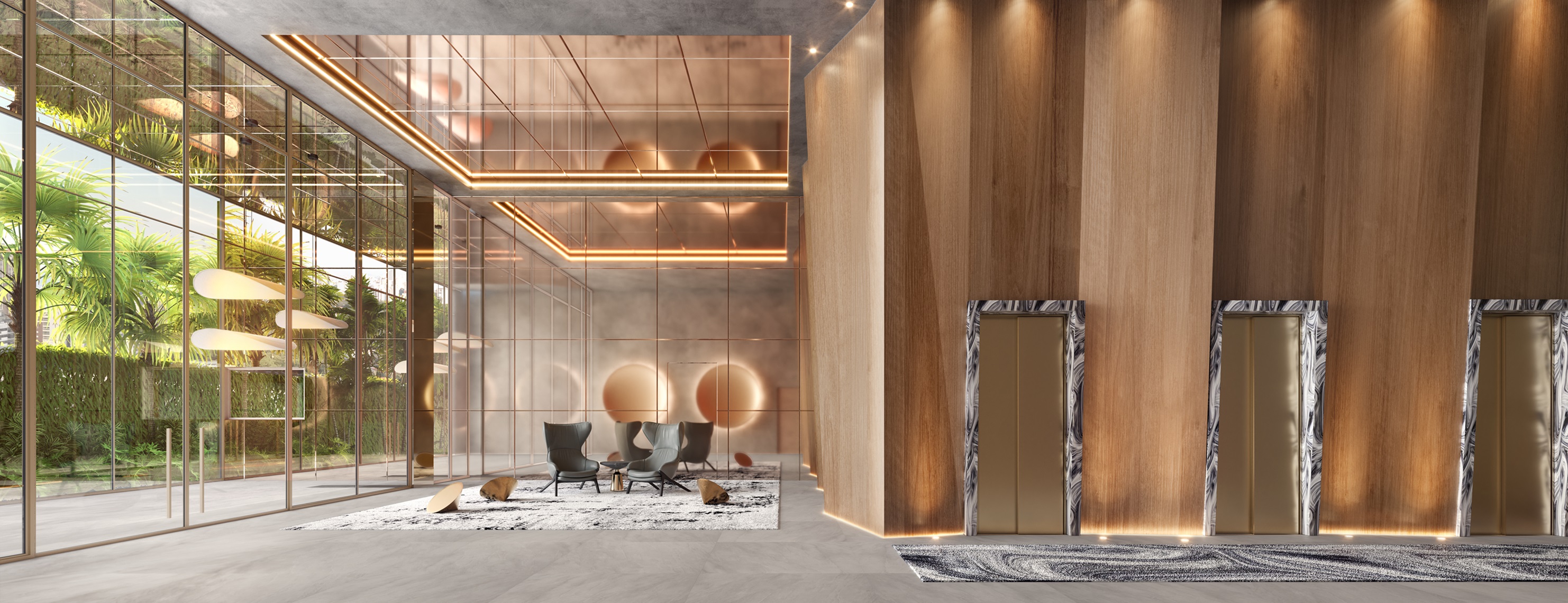 On The Sky Bela Cintra The Apartments -- Perspectiva Ilustrada do Lobby