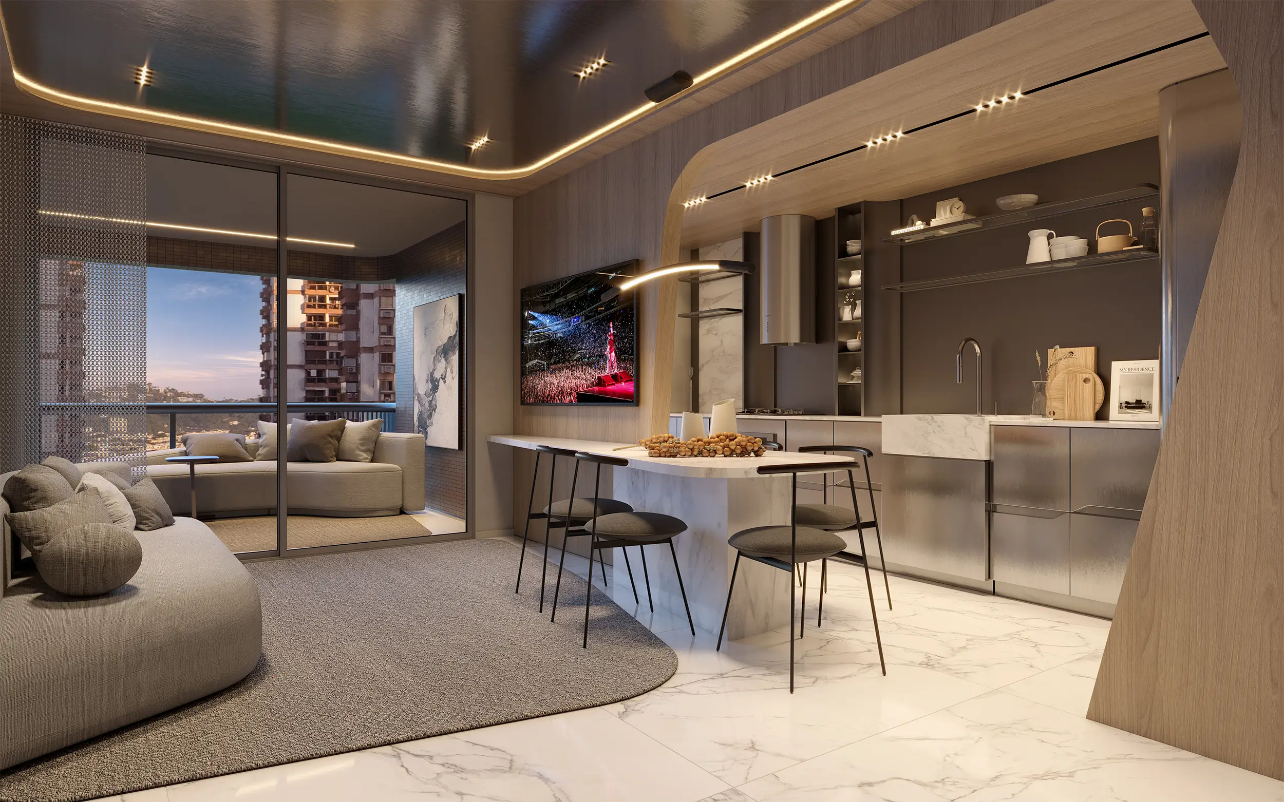 Coupé Tower -- ILUSTRAÇÃO ARTÍSTICA - SALAD DO APARTAMENTO 505 DO ED. CABRIOLET