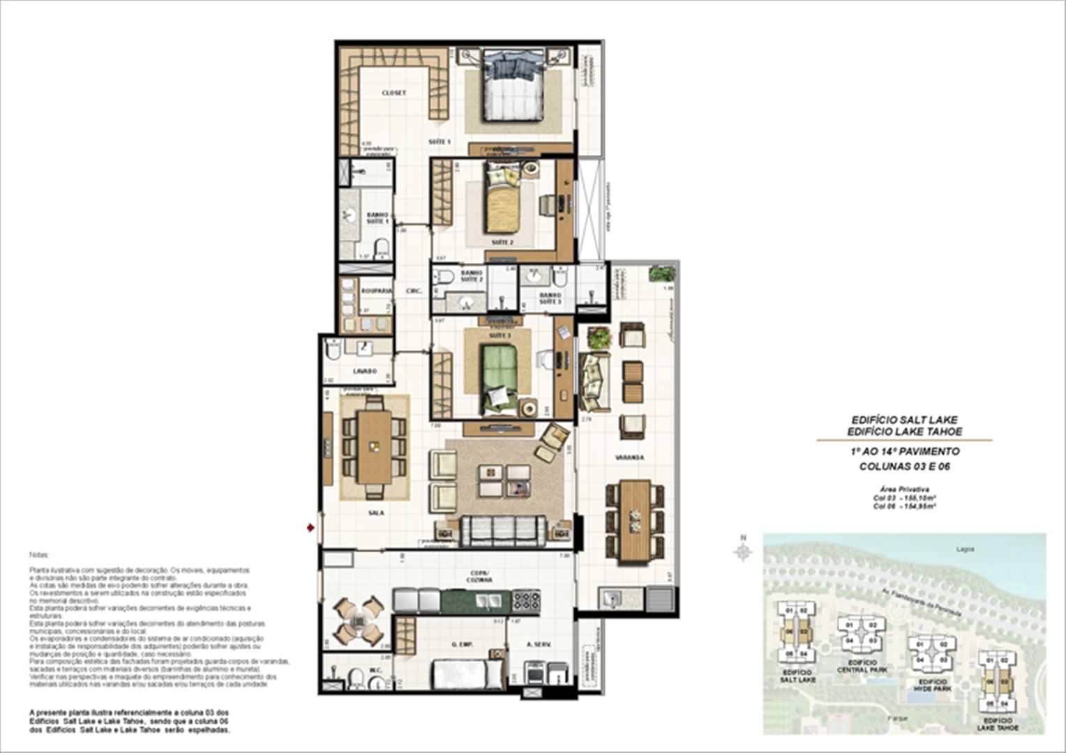 Área Privativa 154m²
