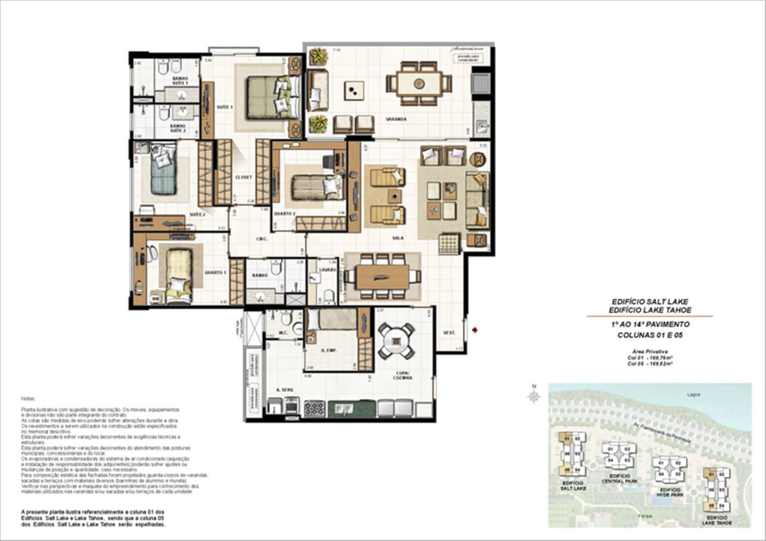 Área Privativa 169m²