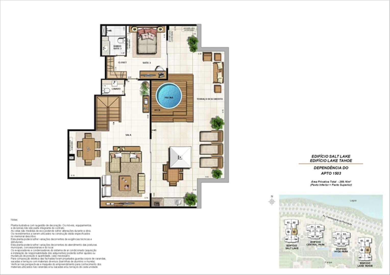 Área Privativa 289,16m² (Pav. Superior)
