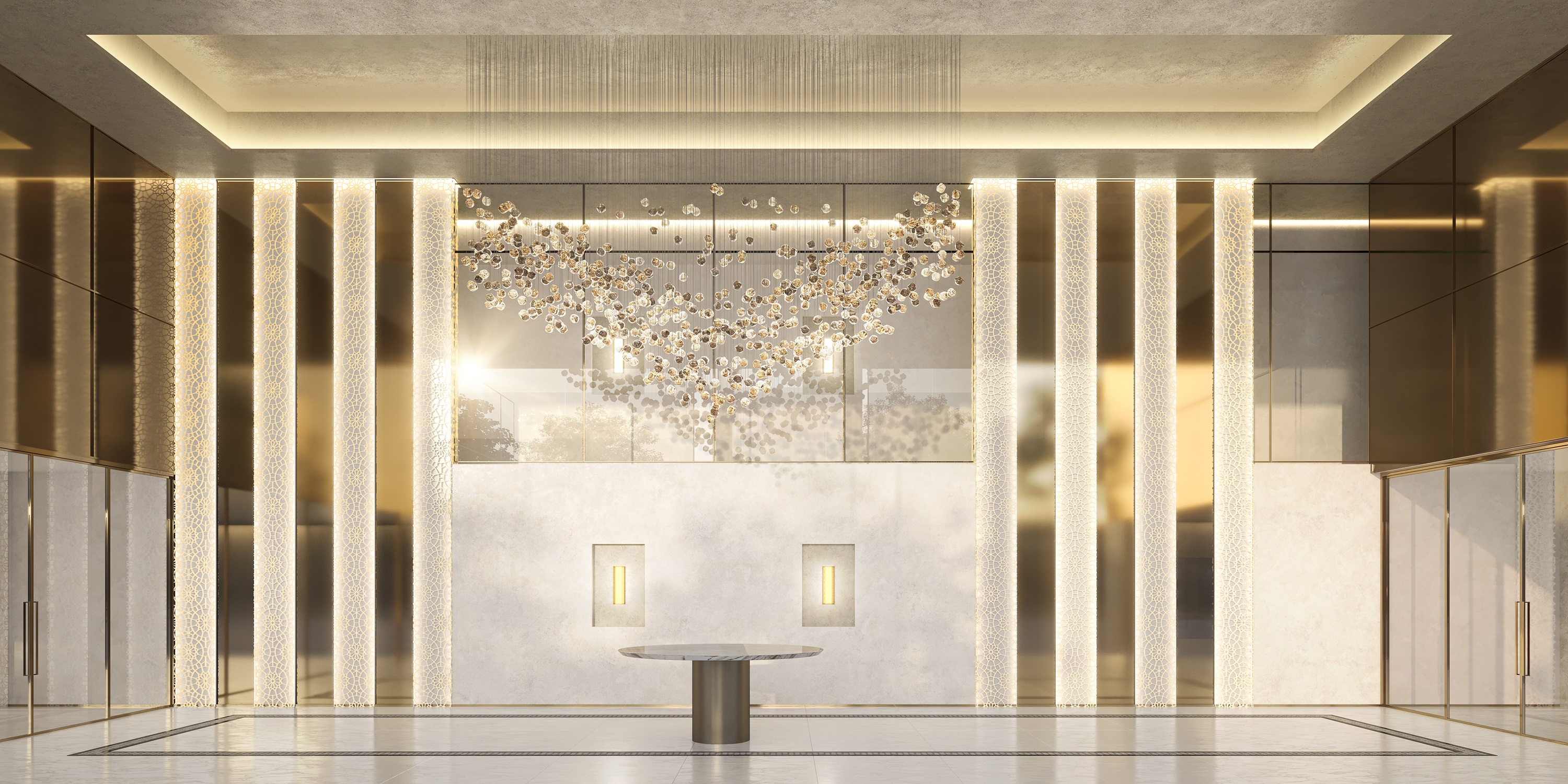 The Palace Oasis -- Perspectiva Ilustrada | Lobby com Pé Direito Duplo