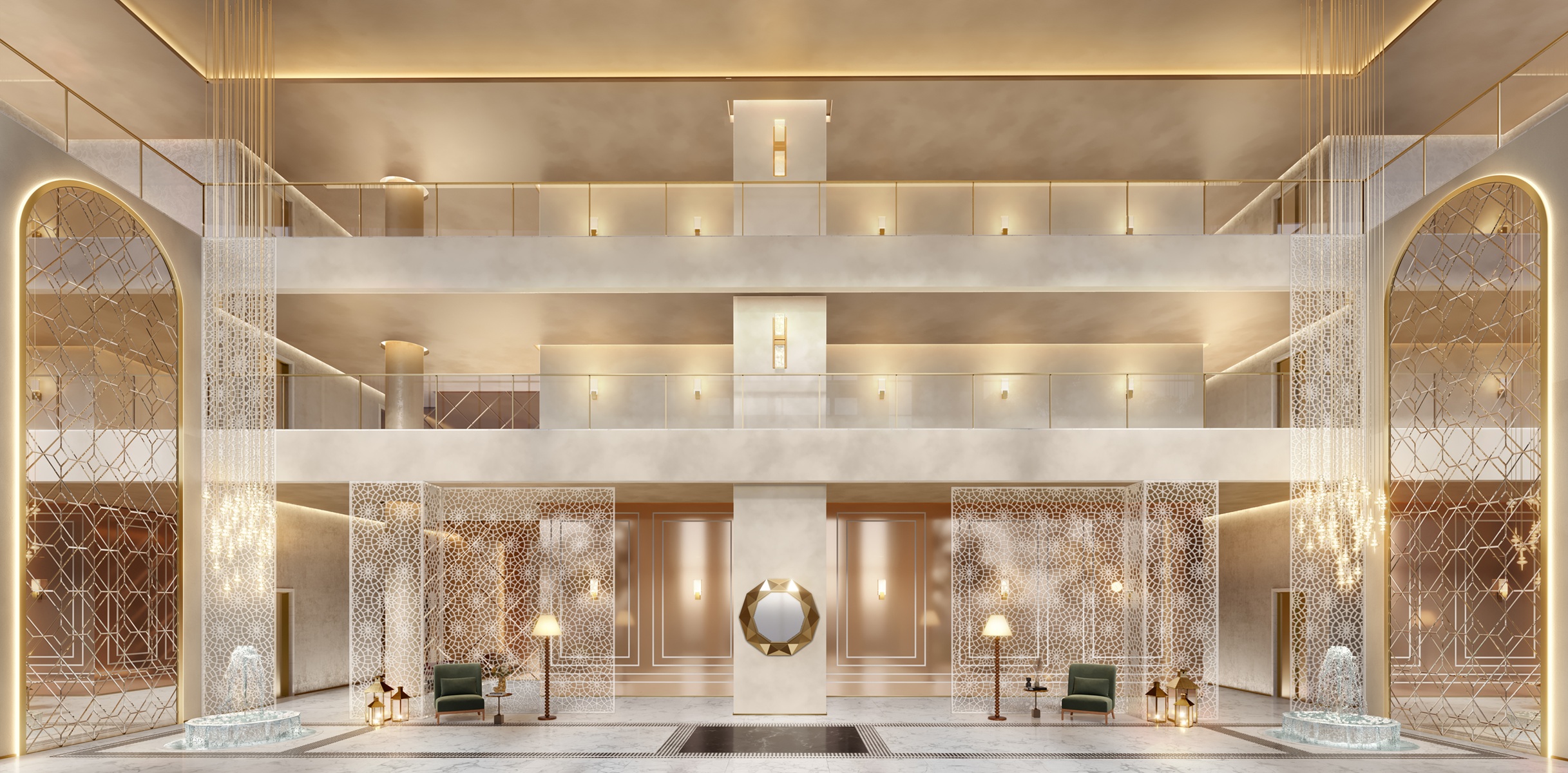 The Palace Royal -- Perspectiva Ilustrada | Lobby - Pé Direito Triplo